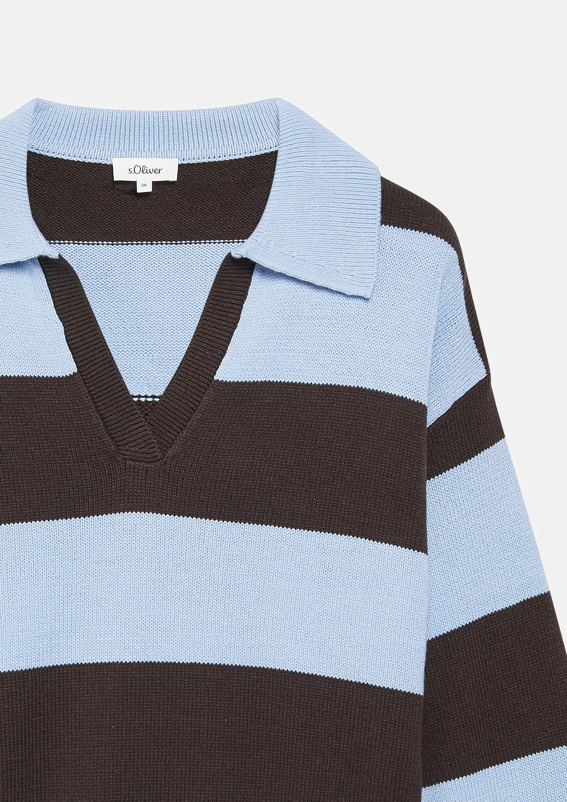 s.Oliver RED LABEL Strick-Polo Streifen Hellblau Gr.34