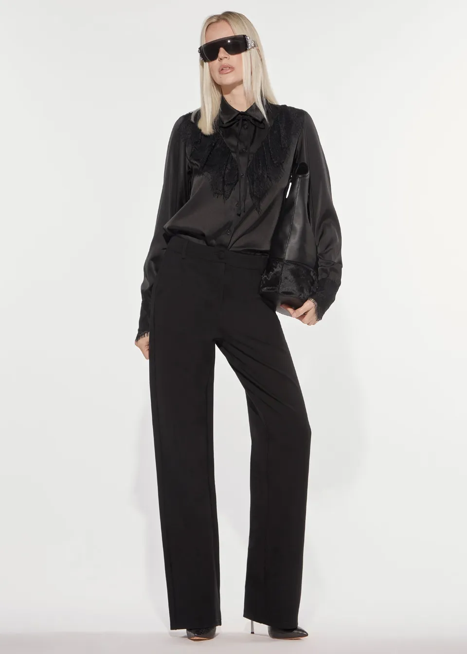 Denny Rose Punto Milano Hose Schwarz Gerade