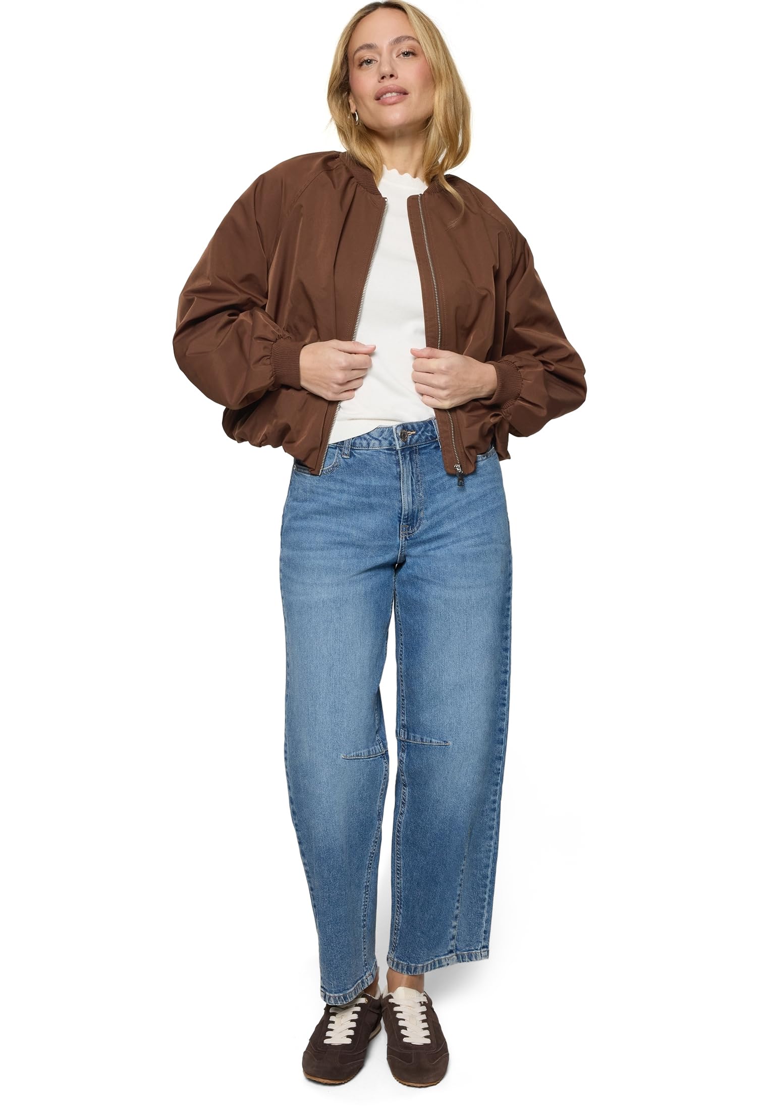zero Bomberjacke mit Reißverschluss Gr.40 Downtown Brown