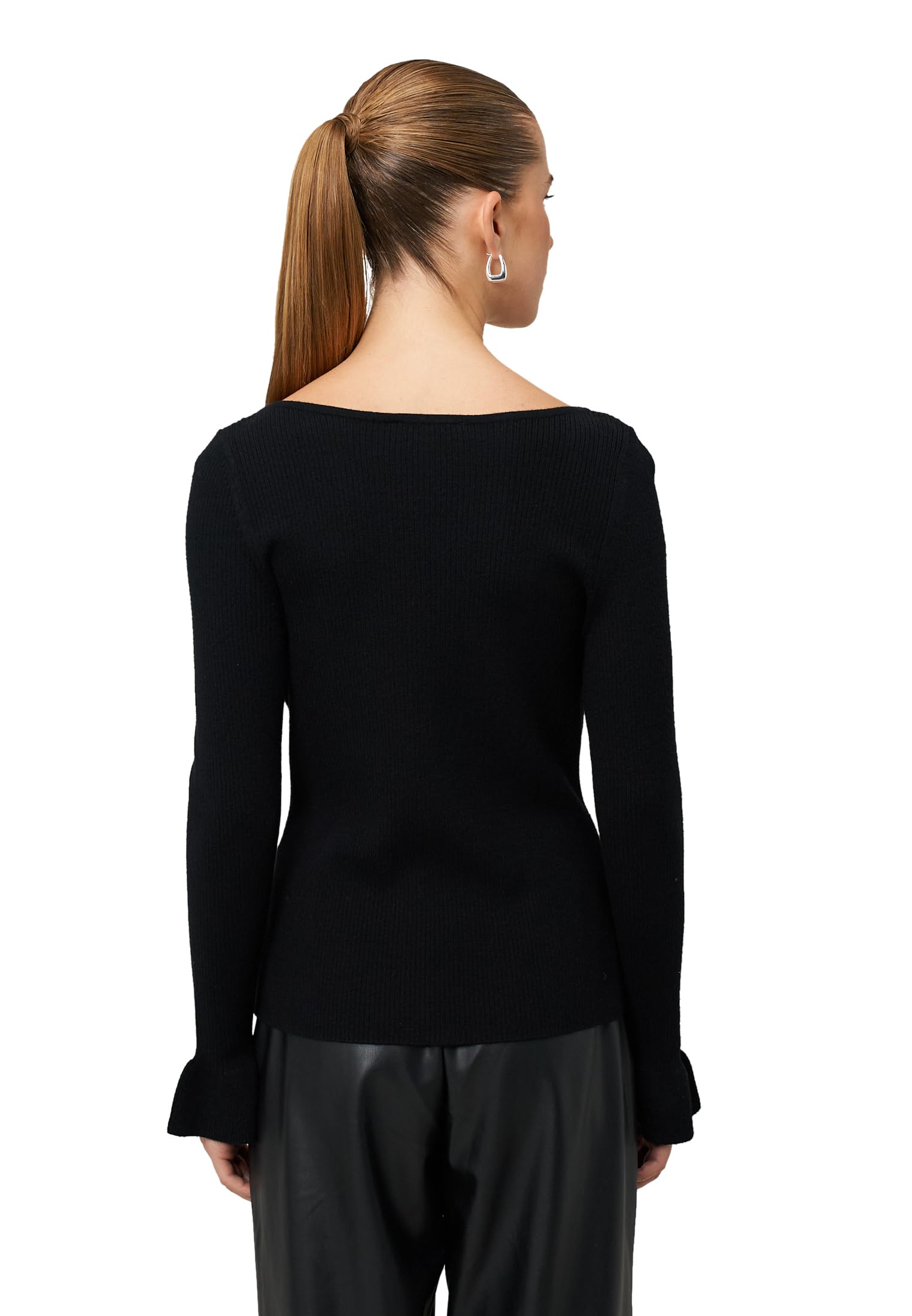 zero Pullover Volantärmel Gr.40 Black Beauty elegant