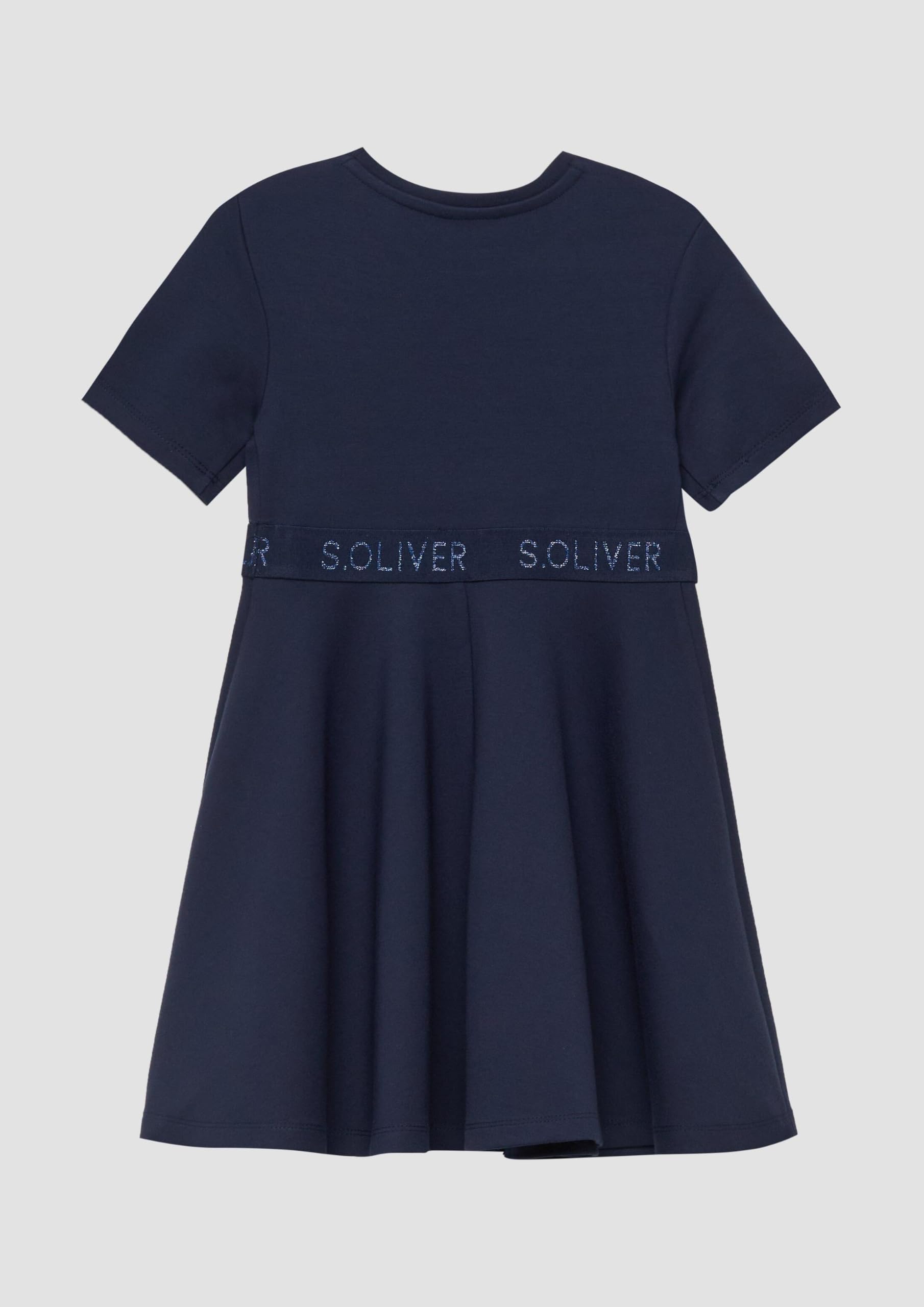 s.Oliver RED LABEL Interlock-Kleid Logo-Glitzertape blau 92