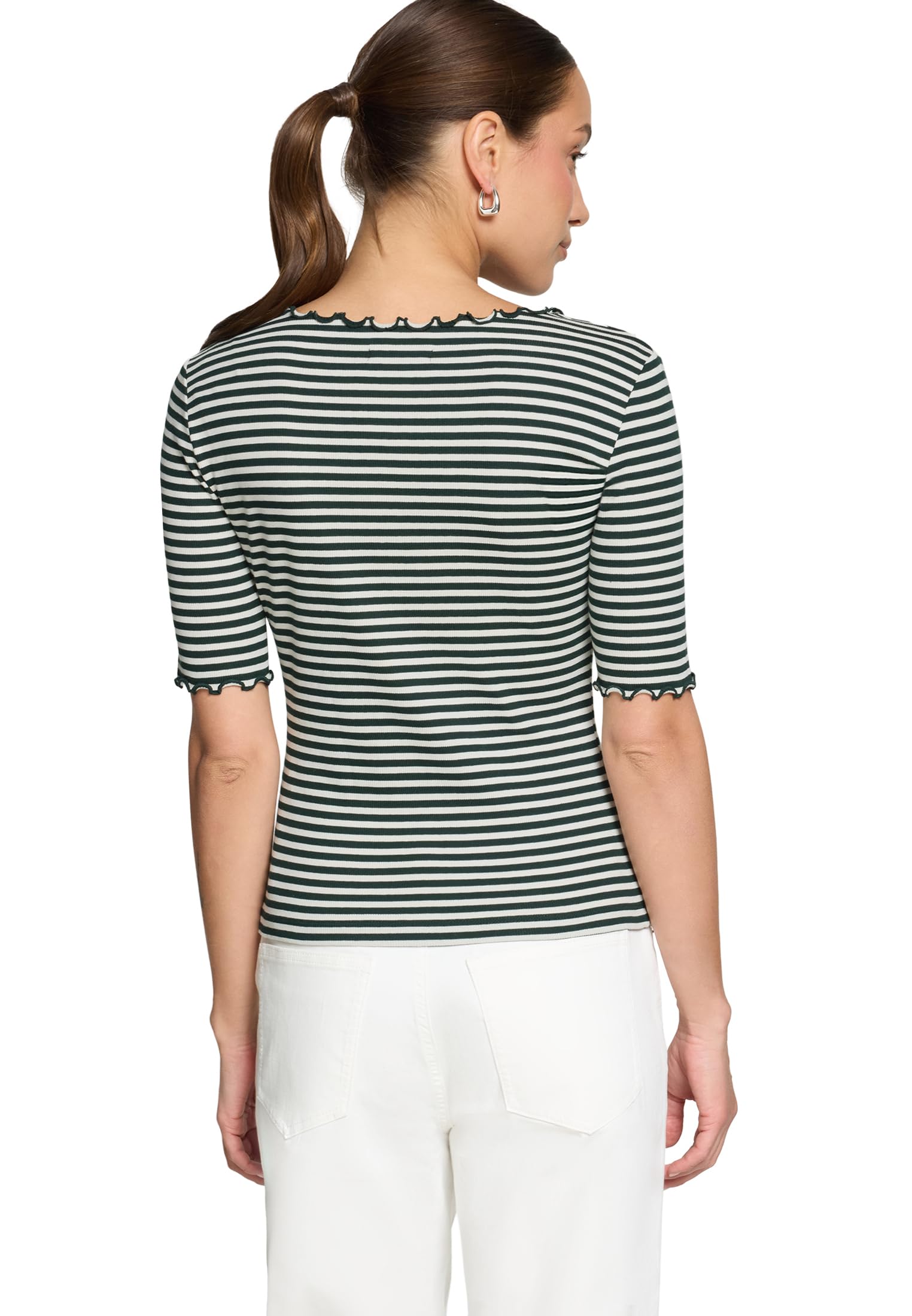 zero Halbarm-Shirt mit Raffung Shirt 38 Green Cream figurfreundlich