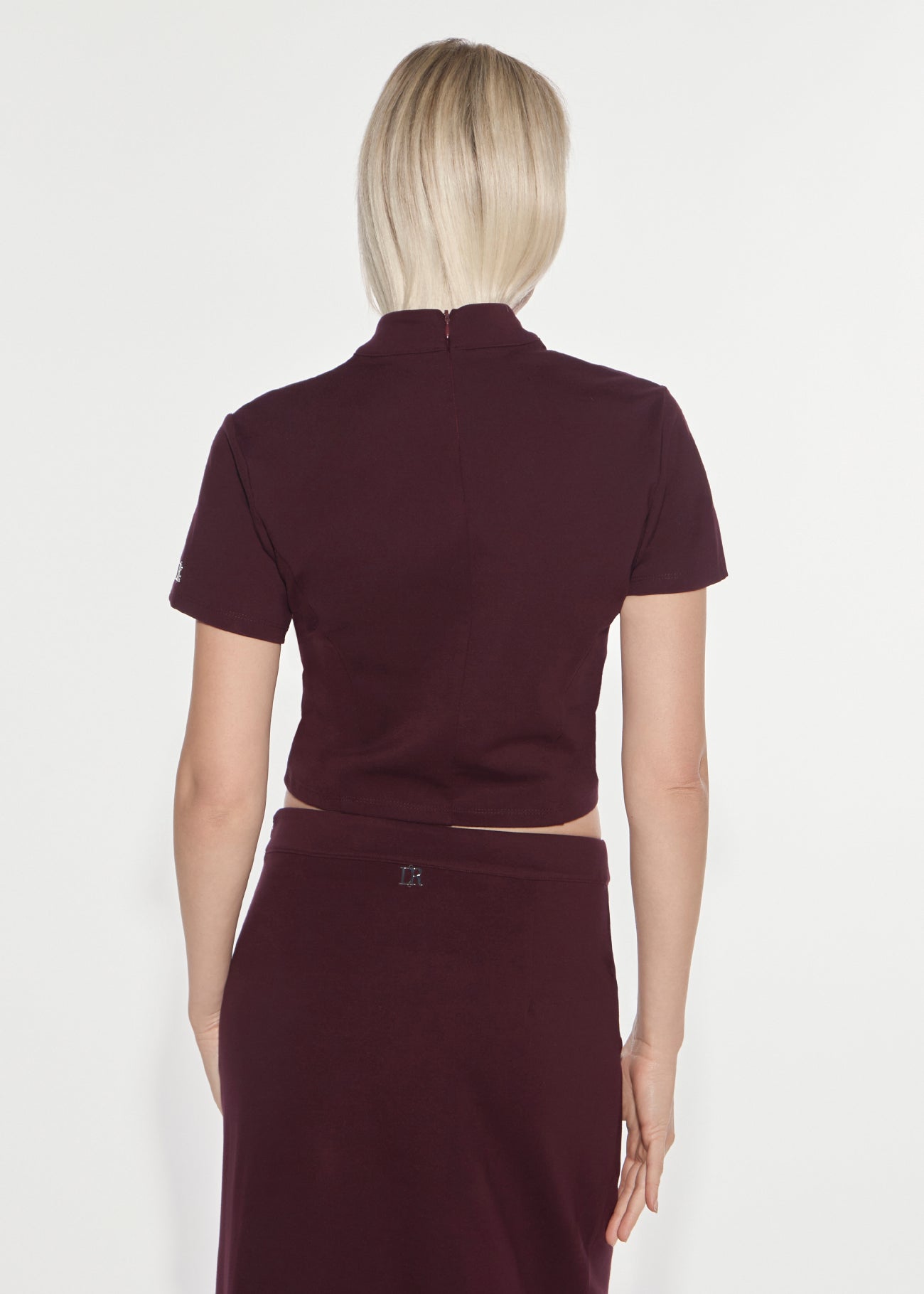 Denny Rose T-Shirt Punto Milano Cropped Red Wine