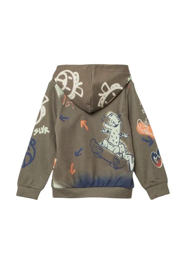 s.Oliver RED LABEL Hoodie Graffiti-Print braun creme weich