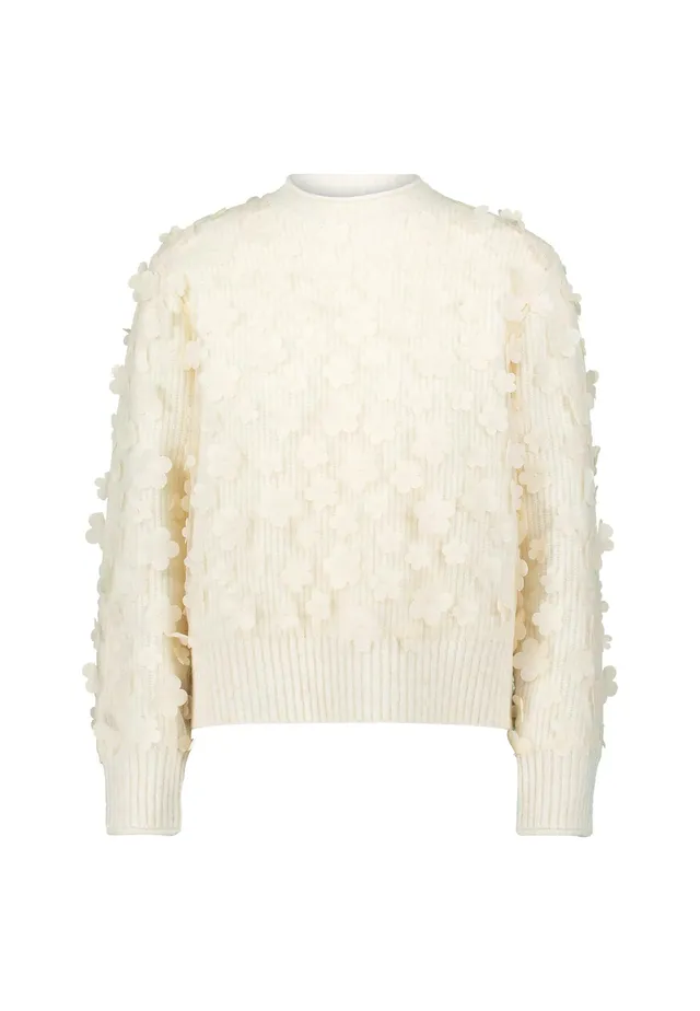 zero Pullover mit 3D-Blüten Eggnog Gr.40