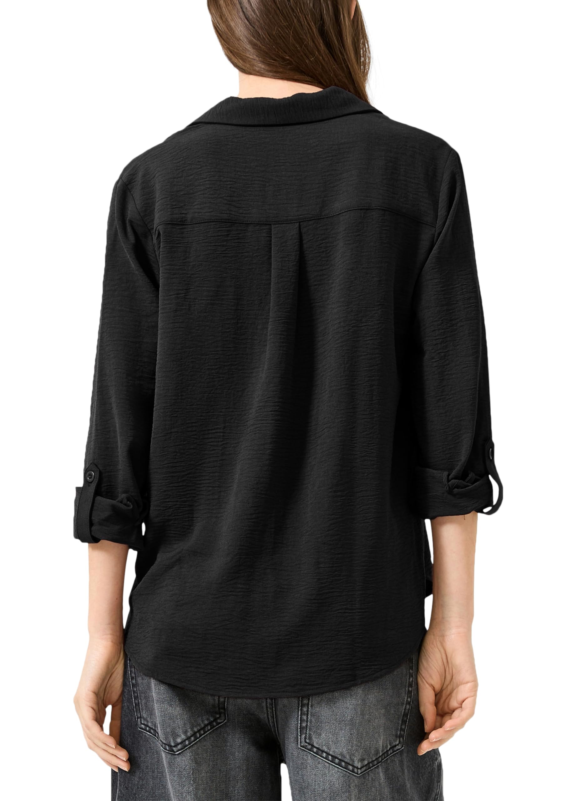 s.Oliver QS Bluse mit Turn-up Langarm Brusttaschen strukturiert