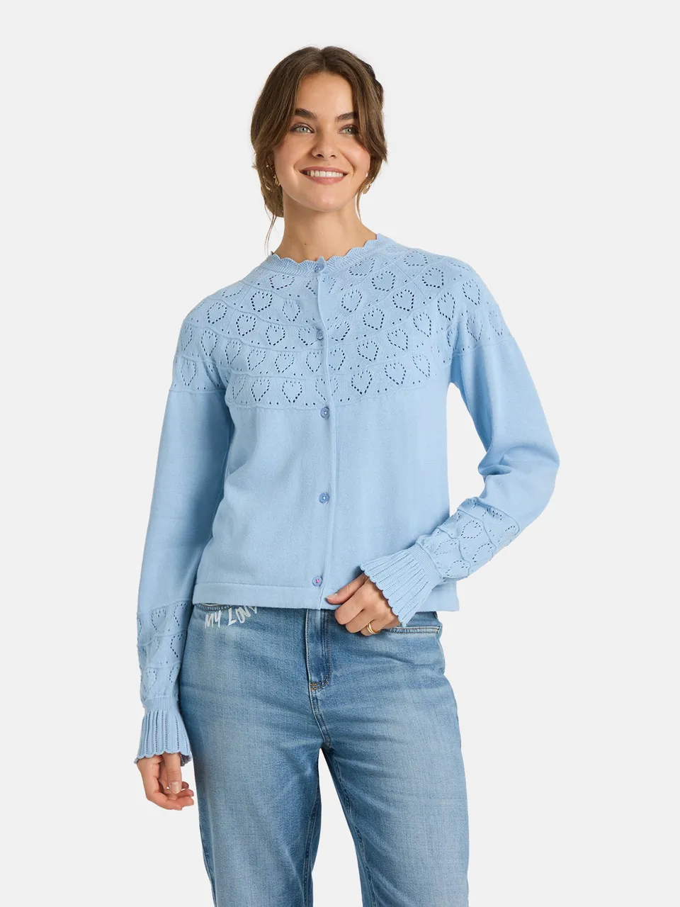 Lieblingsstück ZazaL Strickjacke blue bell Herzmuster