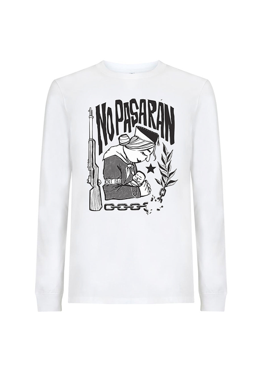 dna merch No Pasarán Langarmshirt schwarz Baumwolle