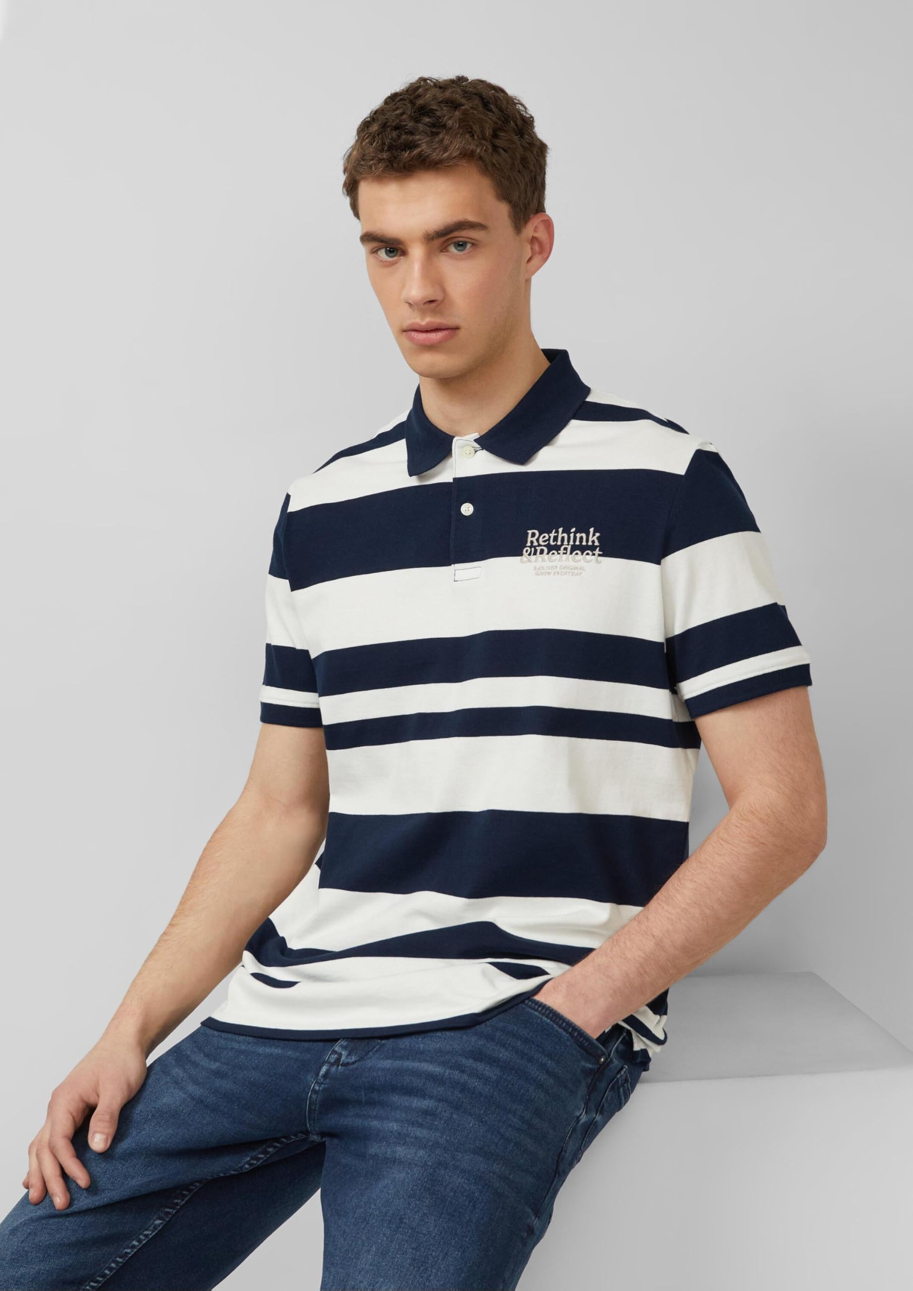 s.Oliver Poloshirt Streifen Stickerei 3XL Navy