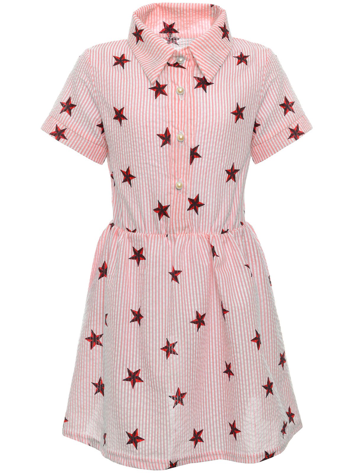 BEZLIT Mädchen Blusenkleid Sternenmuster Gr.122 Kurzarm