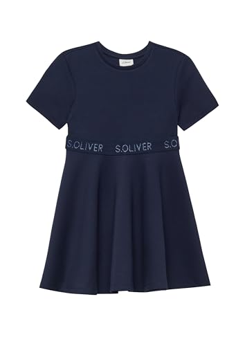 s.Oliver RED LABEL Interlock-Kleid Logo-Glitzertape blau 92