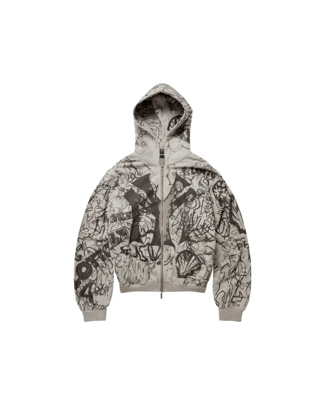 Mowalola Graffiti Track Top Hoodie Grau Baumwolle