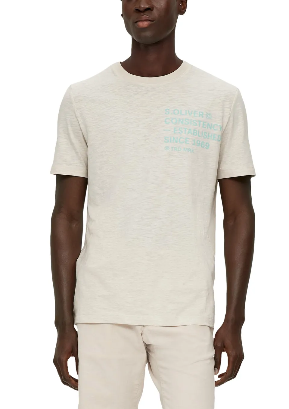s.Oliver Frontprint T-Shirt M ecru meliert