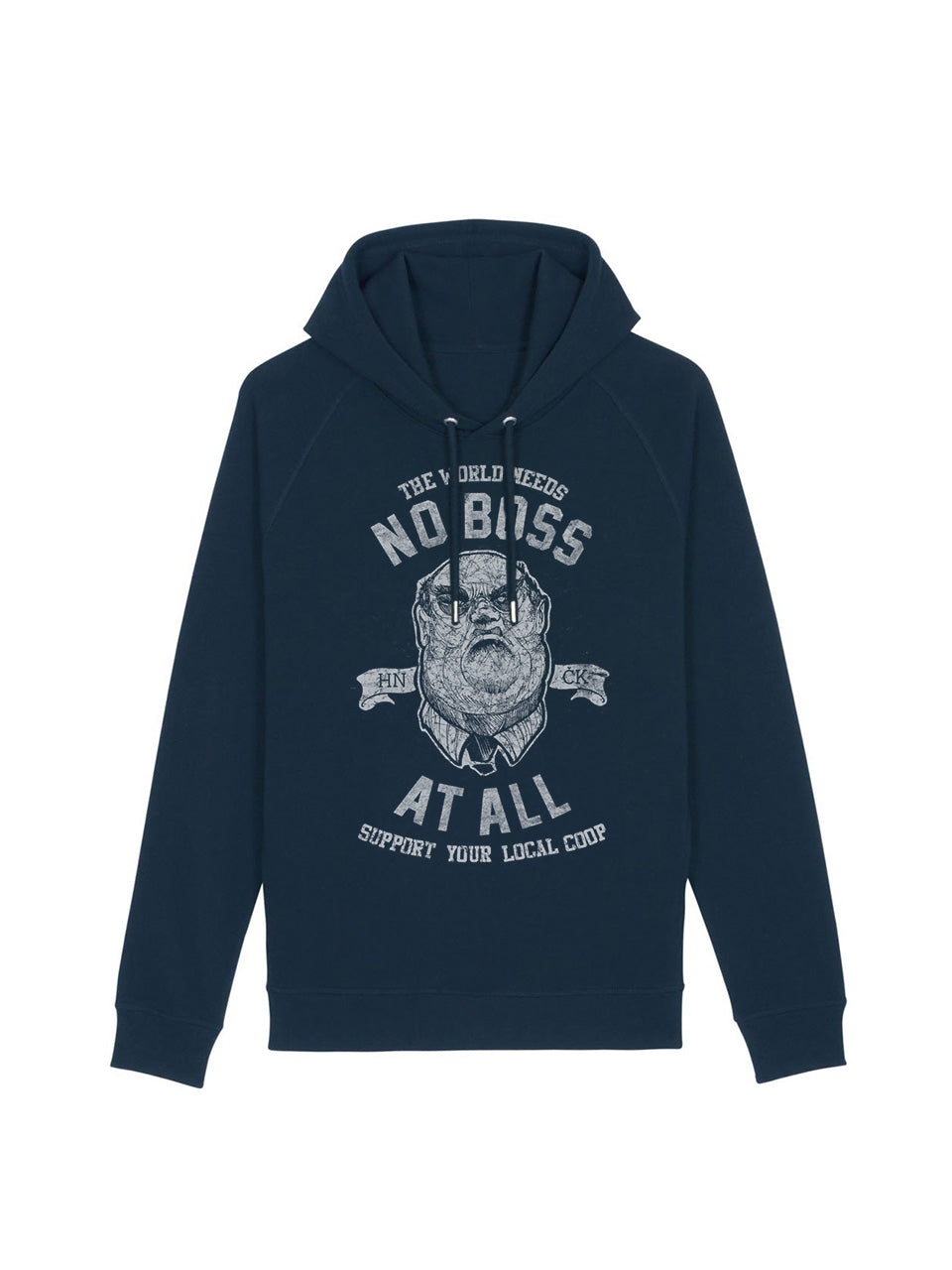 dna merch Classics No Boss At All Kapuzenpullover Schwarz Biobaumwolle