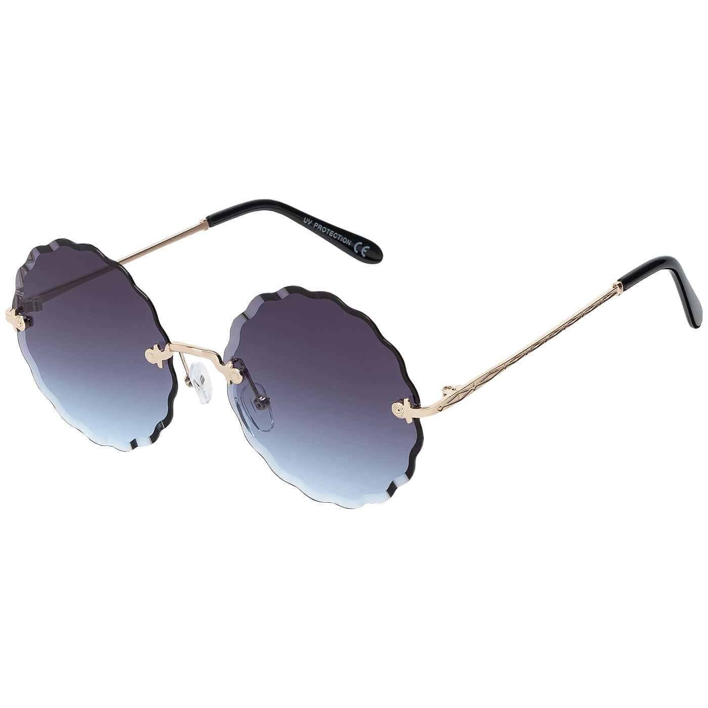 BEZLIT Damen Sonnenbrille rund randlos Blau Rosa Verlauf UV400