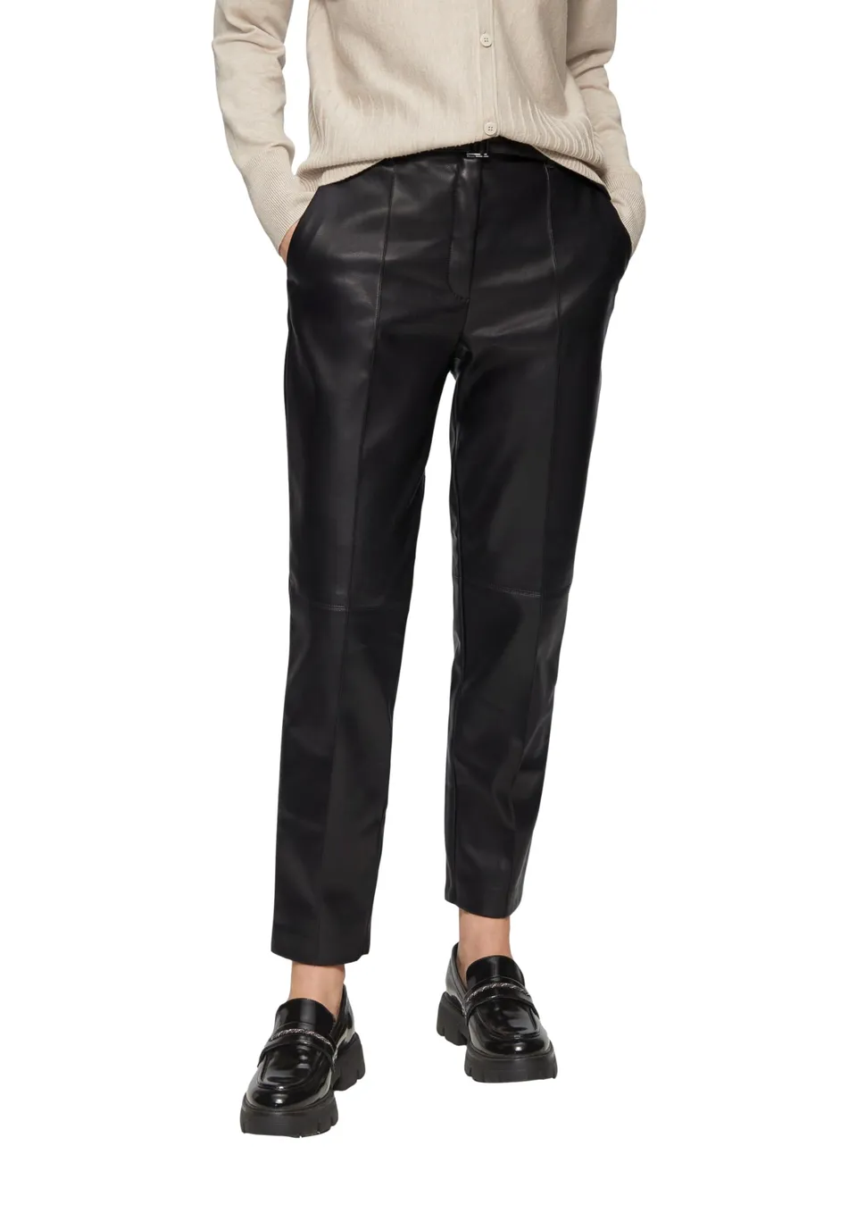 s.Oliver RED LABEL Cigarette Pants Kunstleder Größe 44 Gürtel