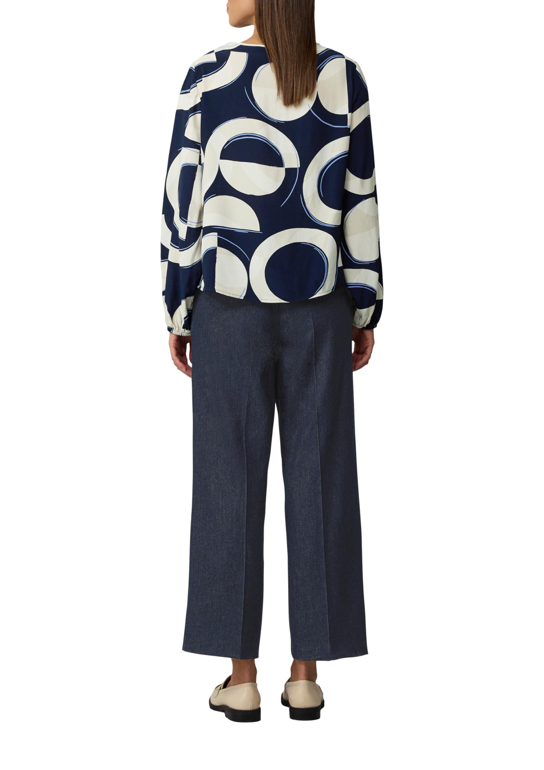 s.Oliver Gemusterte Viskosebluse mit Bindeband Bluse Gr.36 Navy