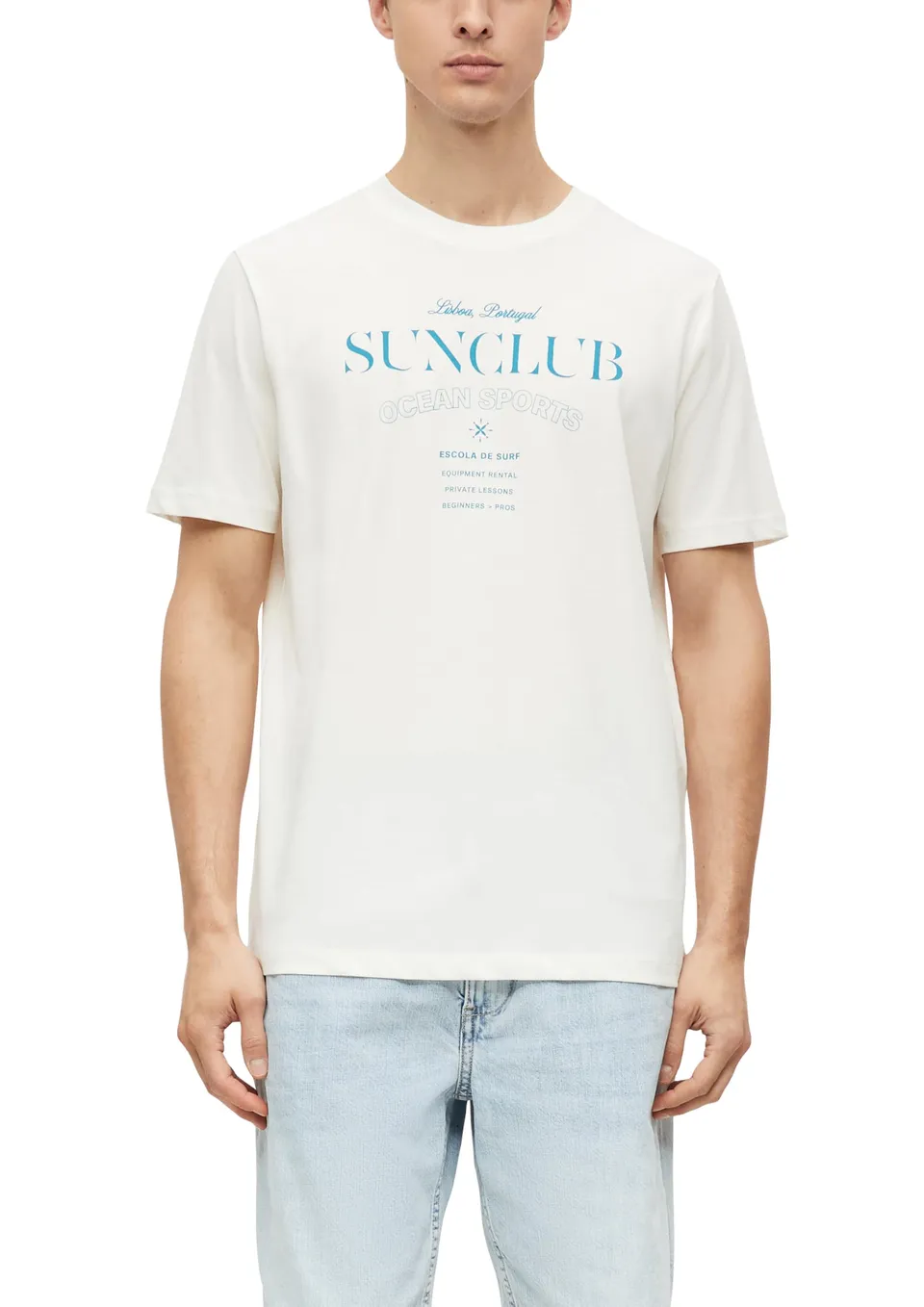 s.Oliver Herren T-Shirt Jersey Frontprint aus Baumwolle