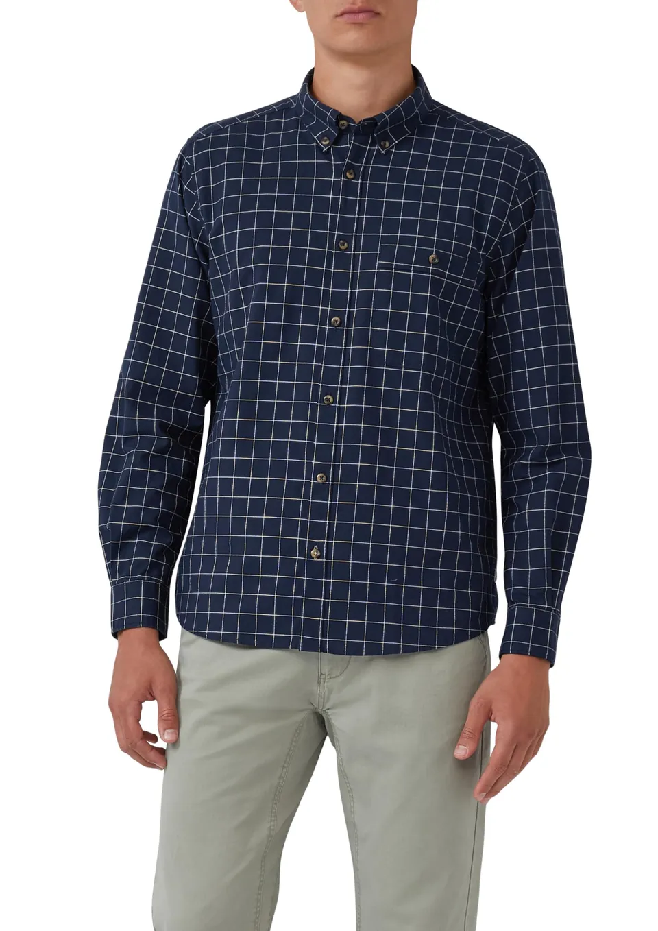 s.Oliver RED LABEL 2169482 Hemd Langarm L blau Karo