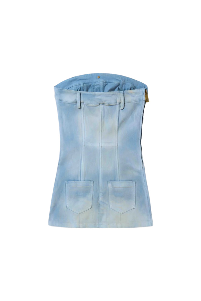 Mowalola Moto Dress Minikleid Trägerlos Blau
