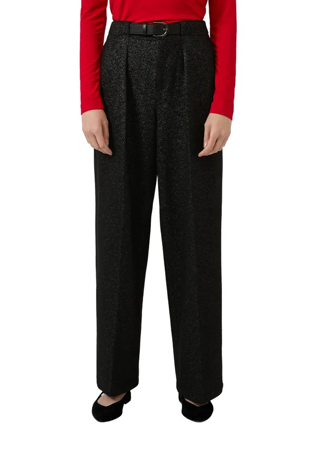 s.Oliver RED LABEL Bundfaltenhose Glitzergarn Größe 44 mit Gürtel