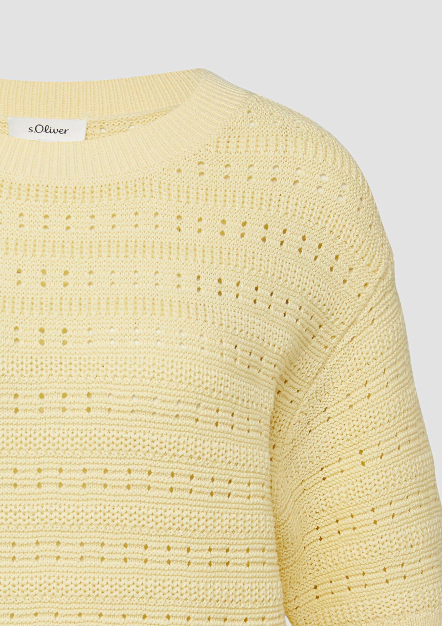 s.Oliver RED Label Strickpullover kurzarm Gelb Gr.36 Baumwolle