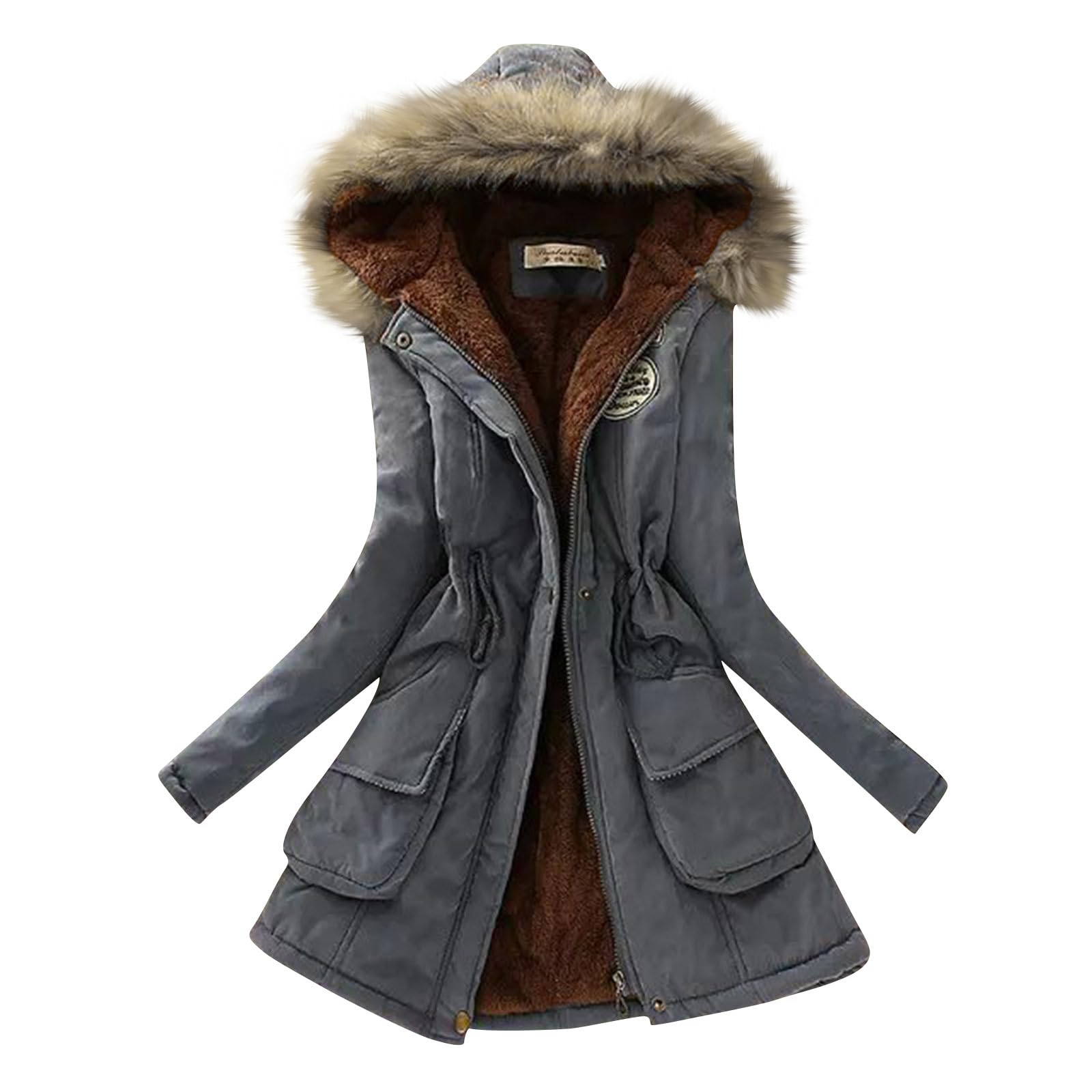 Singular Wintermantel Damen Parka mit Kapuze Teddyfleece gefüttert
