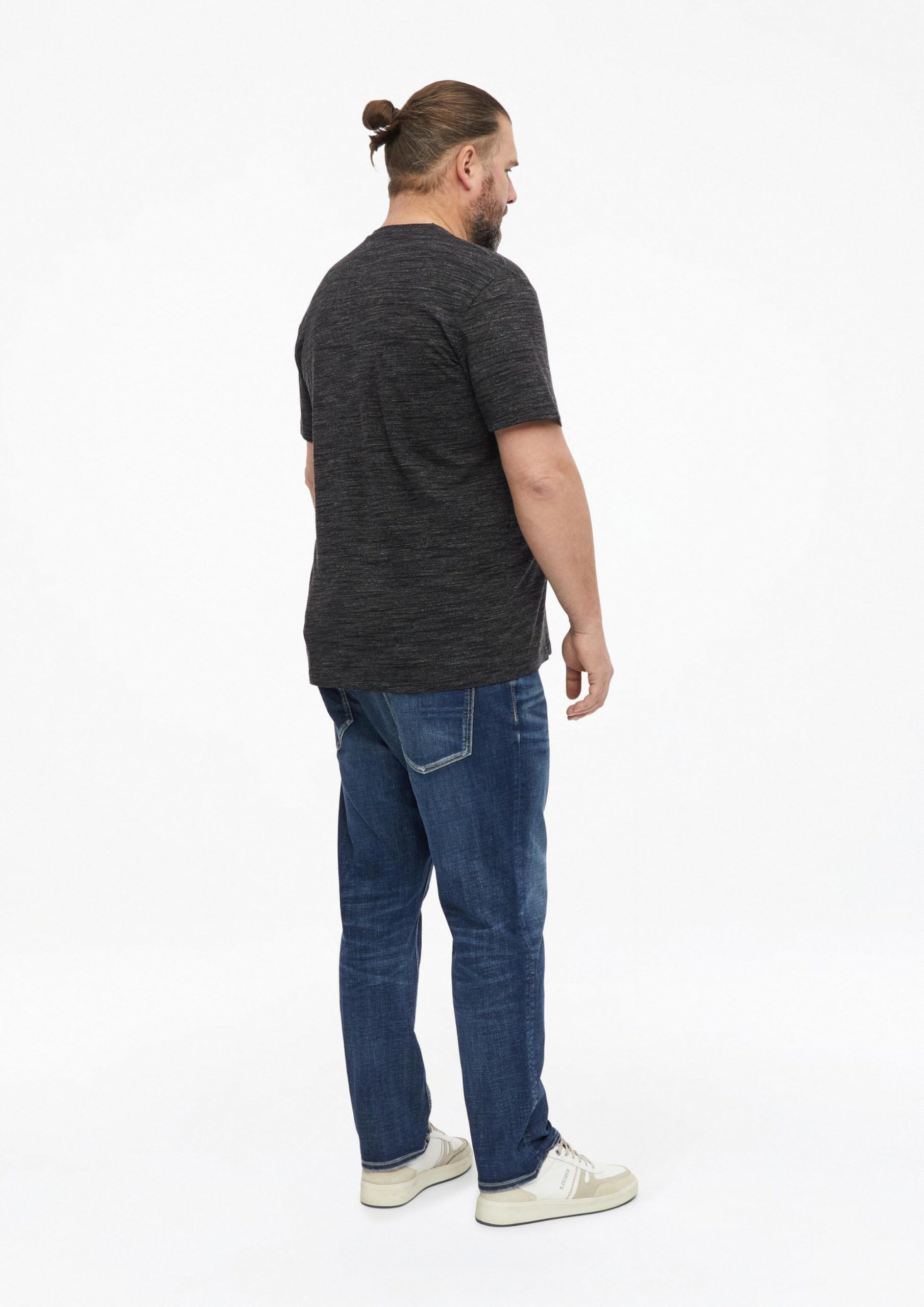 s.Oliver V-Ausschnitt T-Shirt meliert schwarz