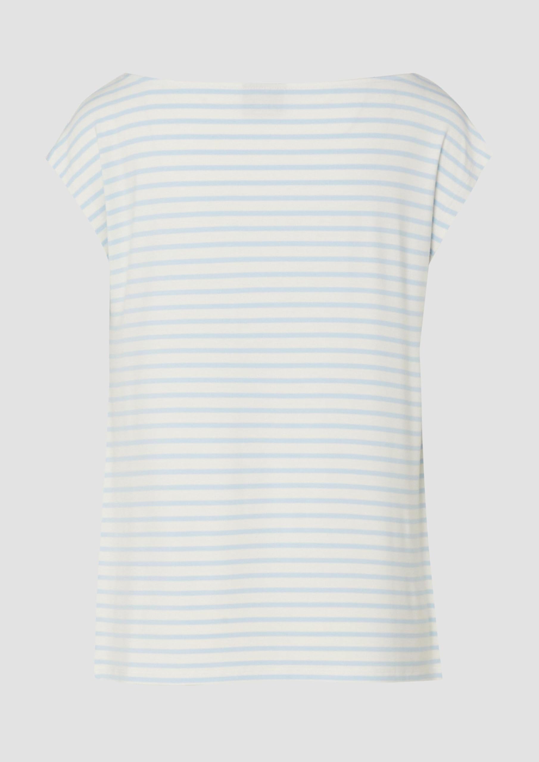 s.Oliver Viskoseshirt mit Wasserfall-Ausschnitt und Streifen Shirt gestreift