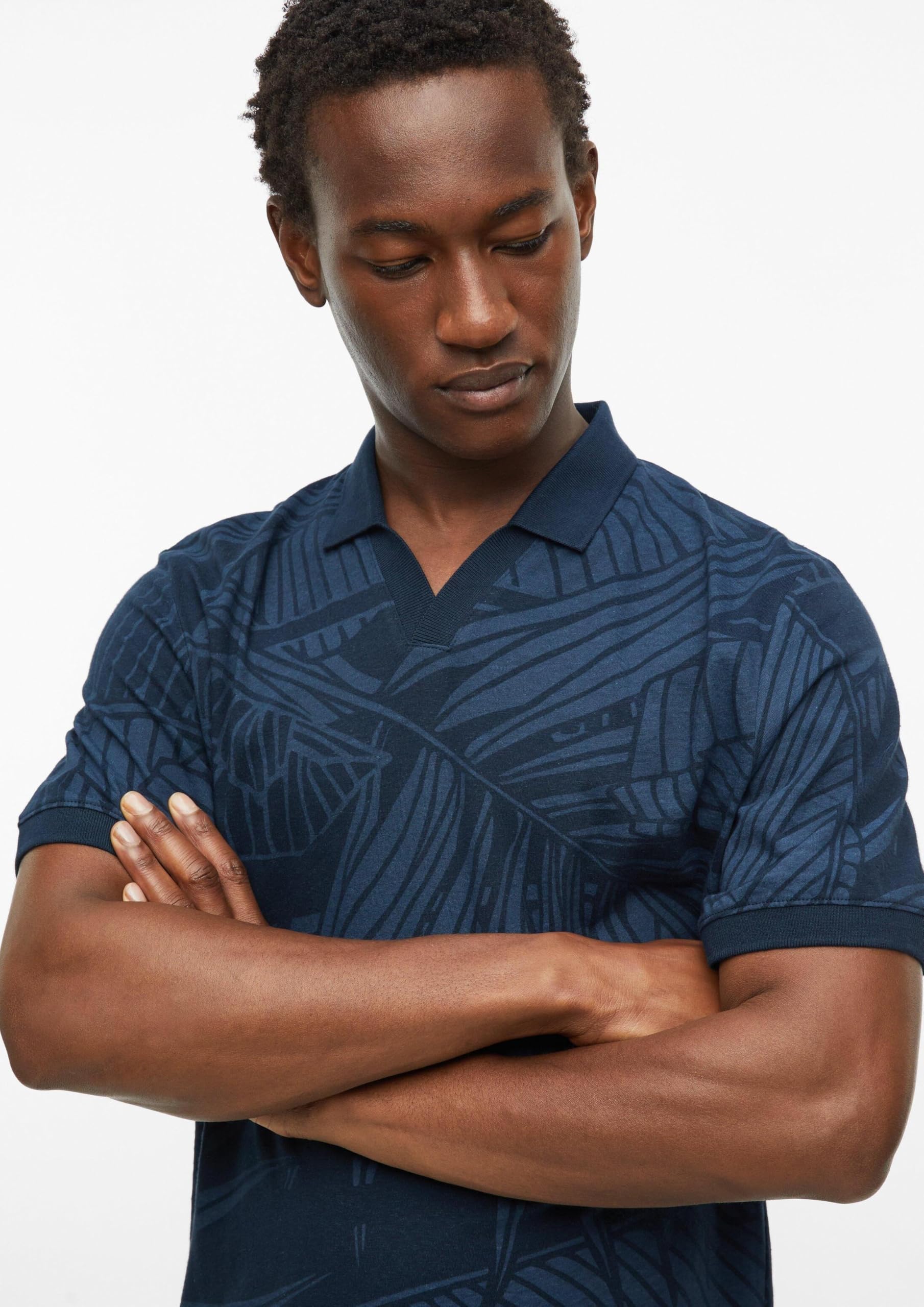 s.Oliver Junior Print-Poloshirt Baumwoll-Leinen Olivgrün