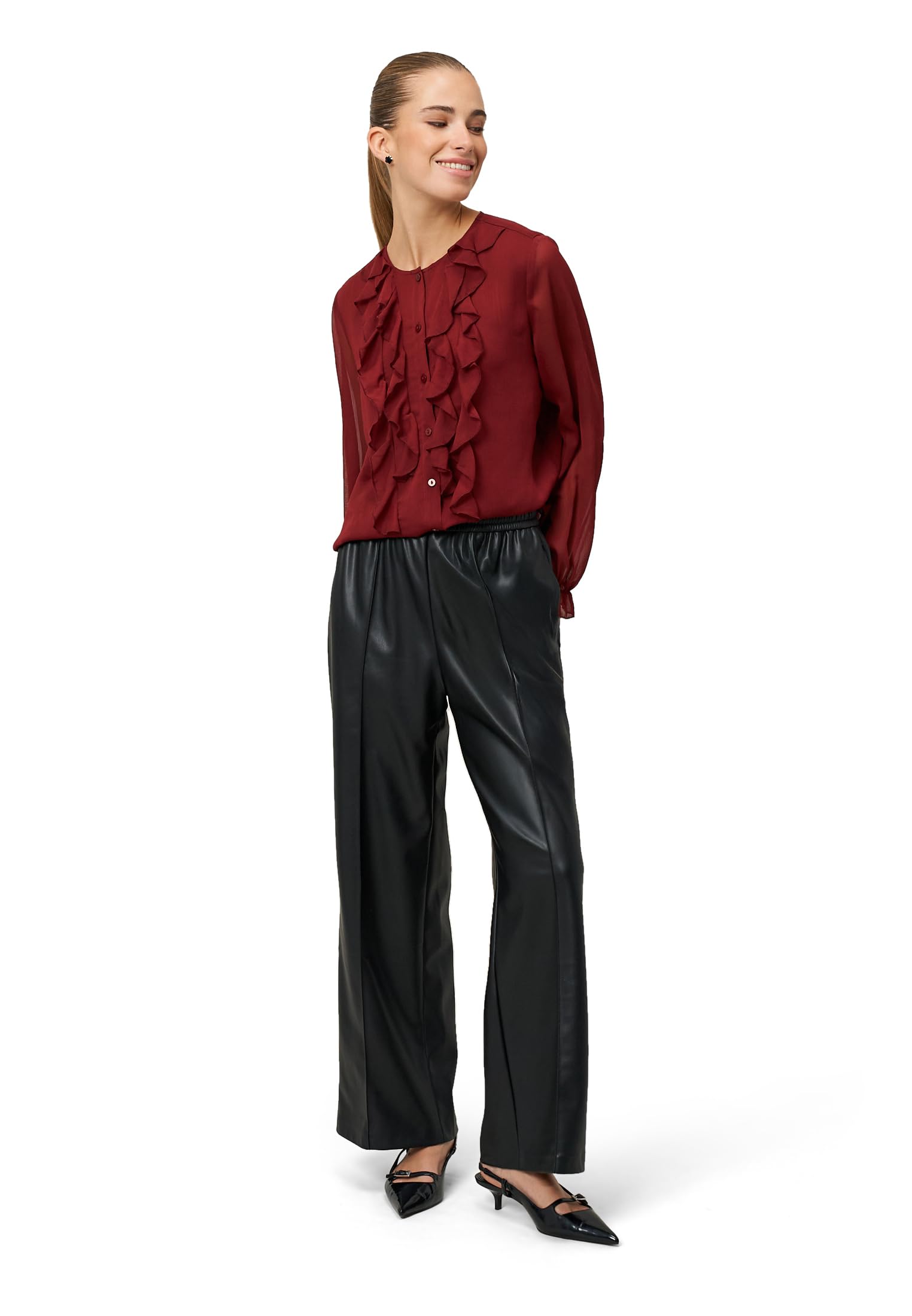 zero Chiffonbluse mit Volants festlich