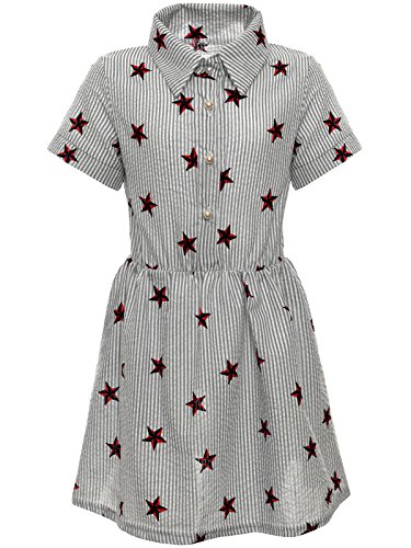 BEZLIT Mädchen Blusenkleid Sternenmuster Gr.122 Kurzarm