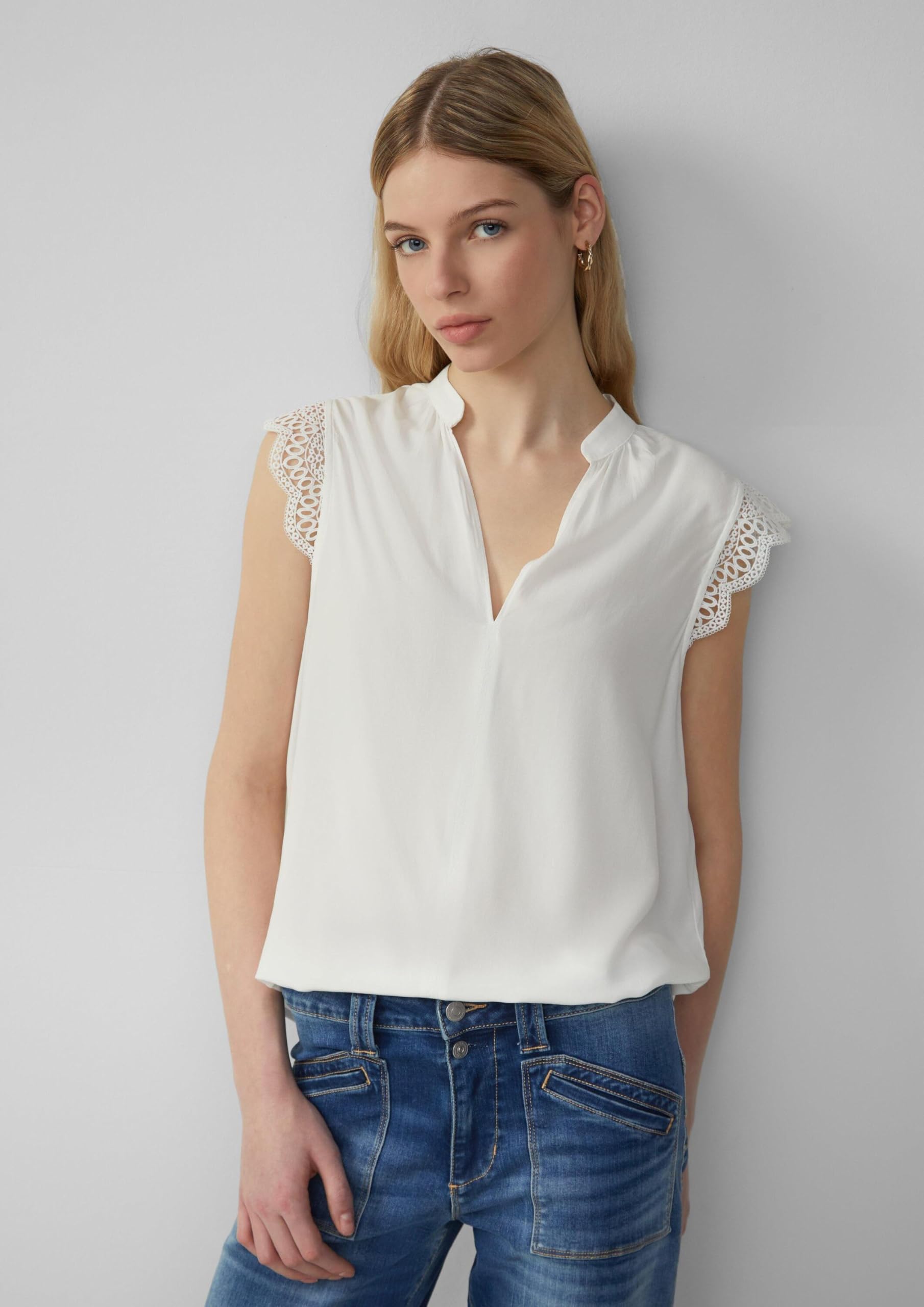 s.Oliver QS 2162739 Bluse Spitze Größe 40 Schwarz
