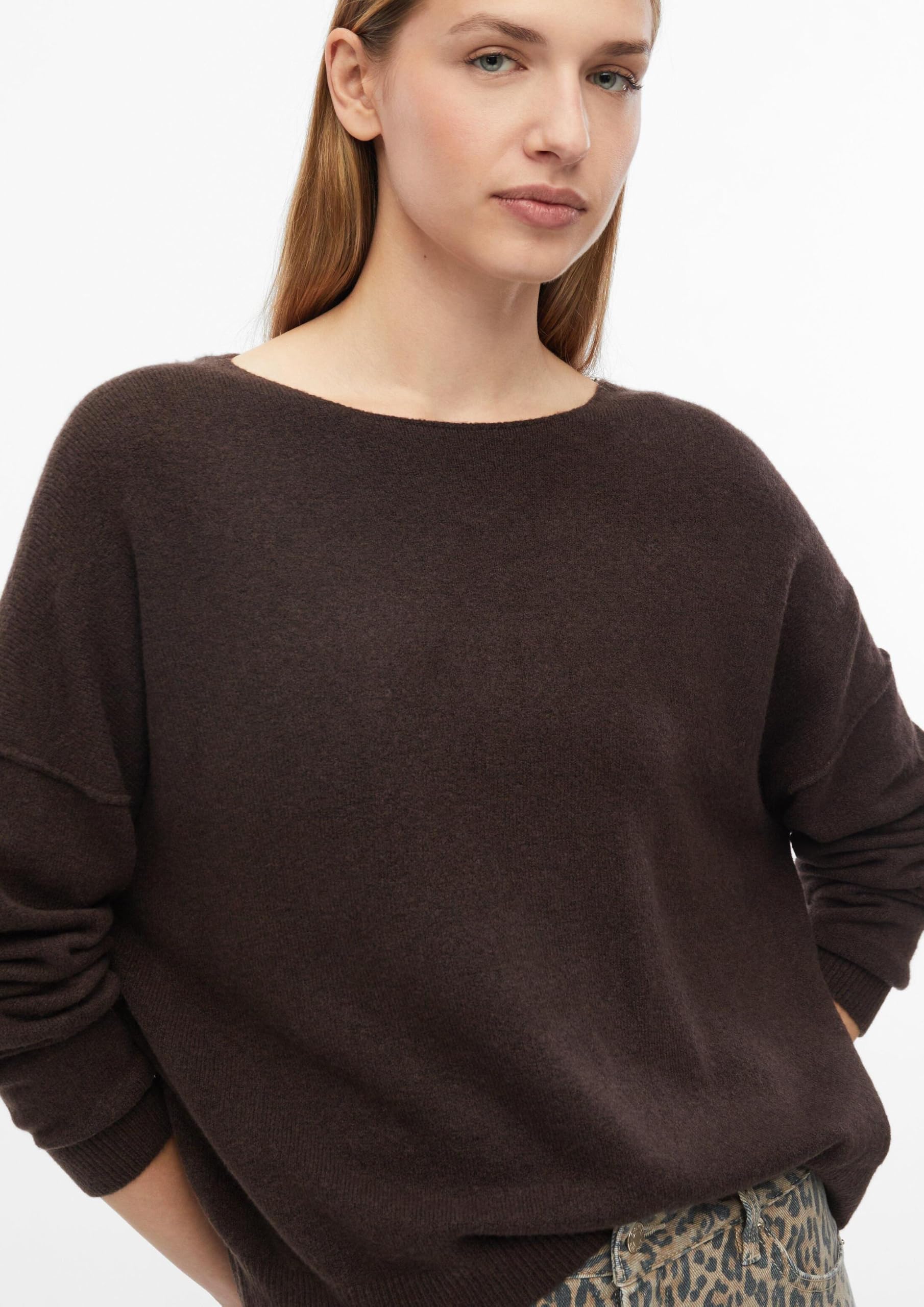 s.Oliver RED LABEL Oversize Strickpullover U-Boot braun