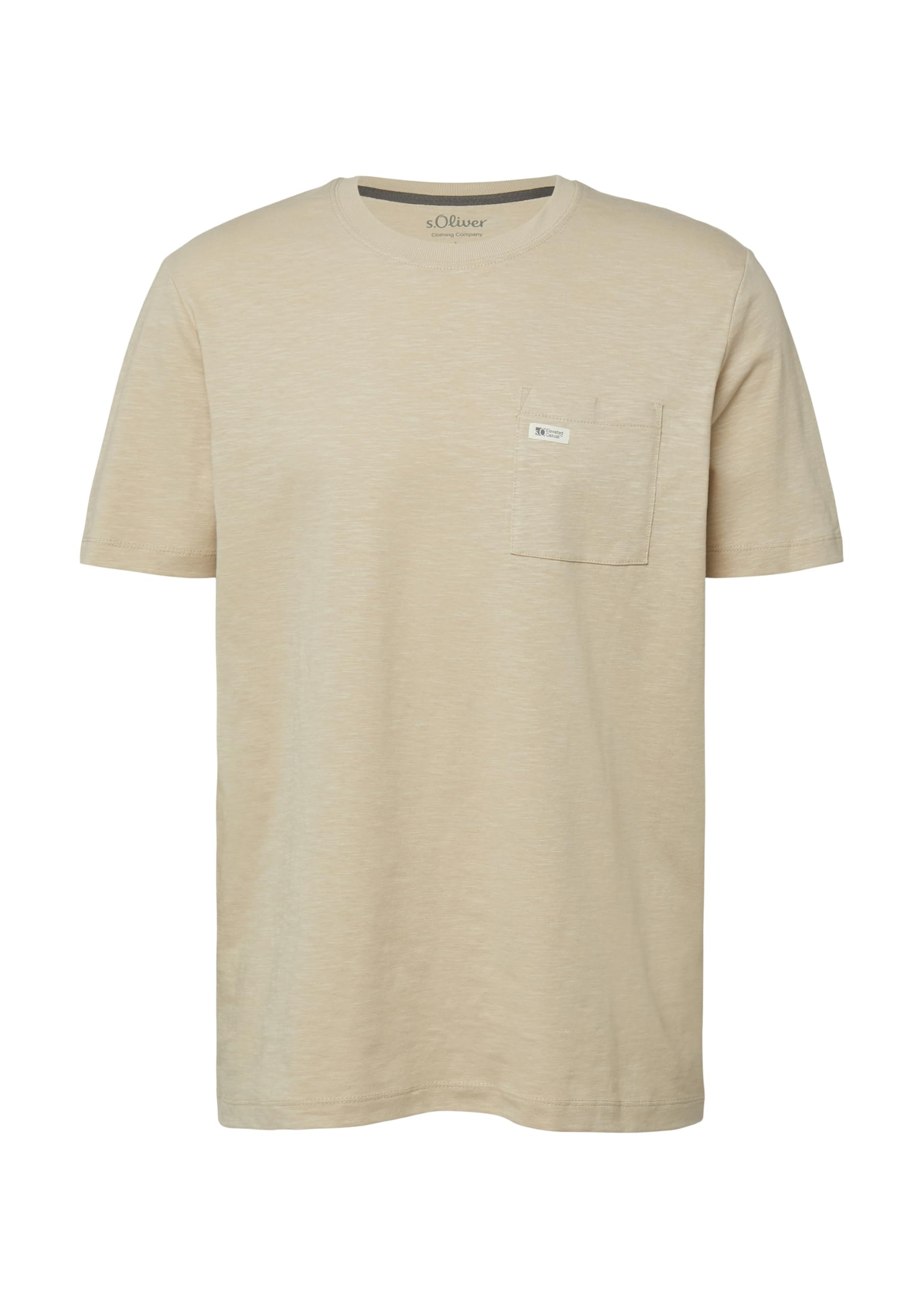 s.Oliver T-Shirt Flammgarn Brusttasche Beige