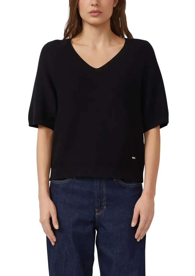 s.Oliver Red Label Kurzarm-Strickpullover Baumwollmix schwarz
