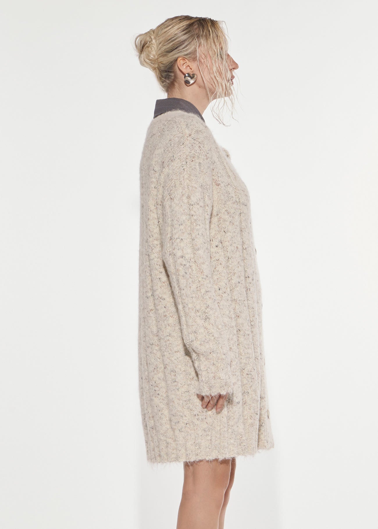 Denny Rose Over Cardigan Mouline Beige Melange