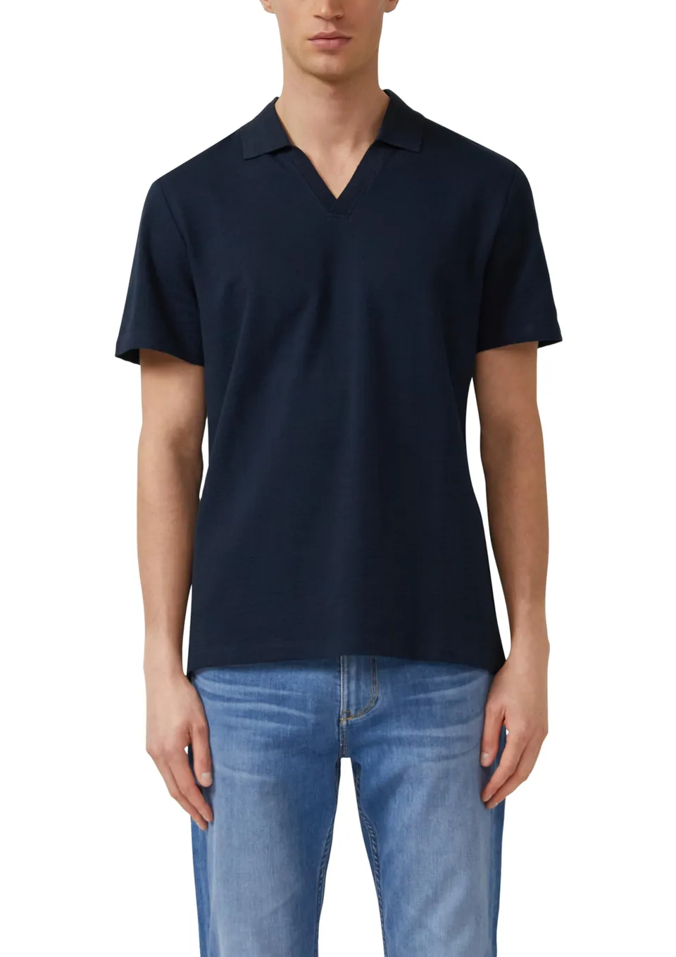 s.Oliver Junior Struktur Poloshirt navy reine Baumwolle