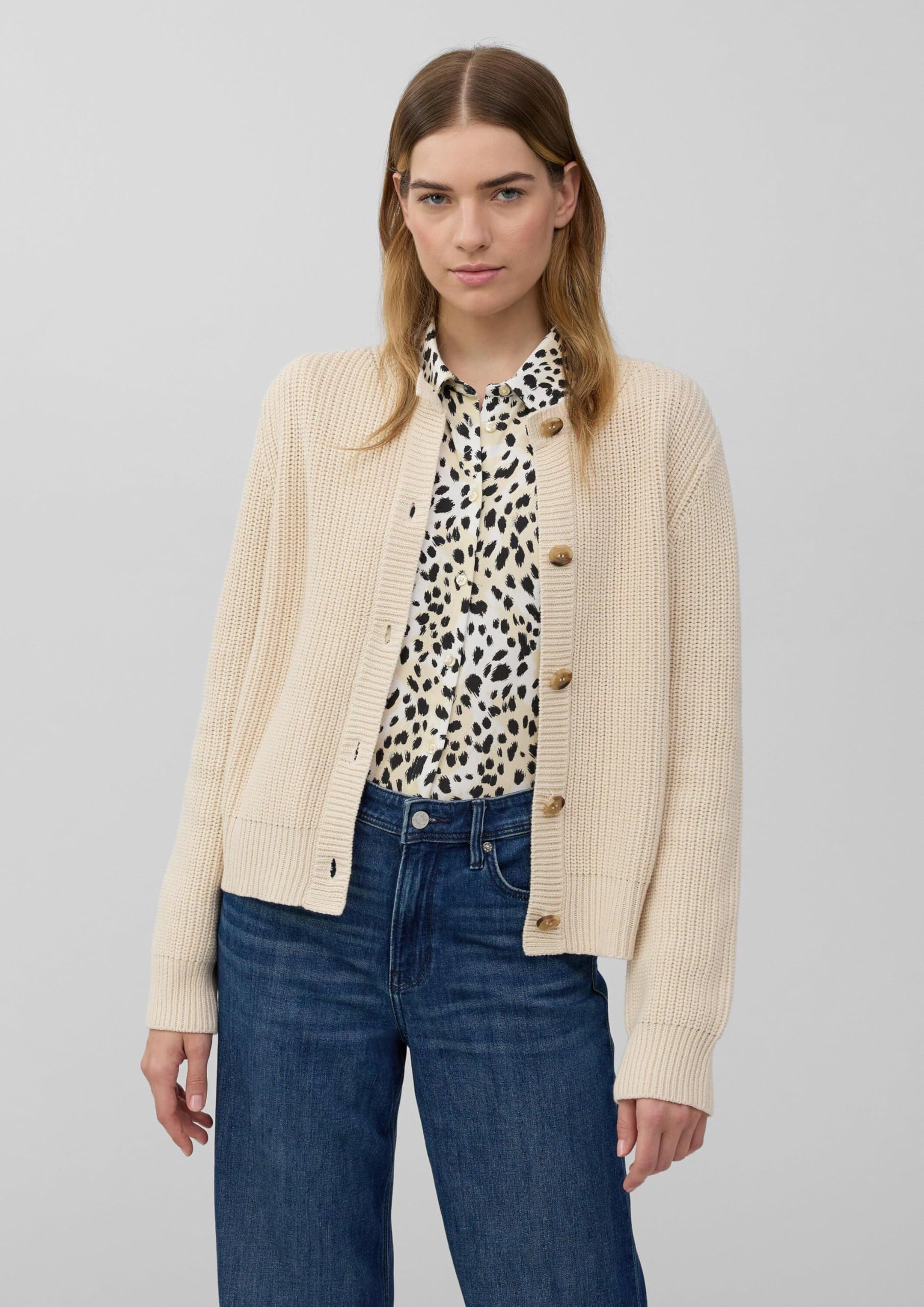 s.Oliver Junior Cardigan Baumwollmix Ripp-Optik Sand
