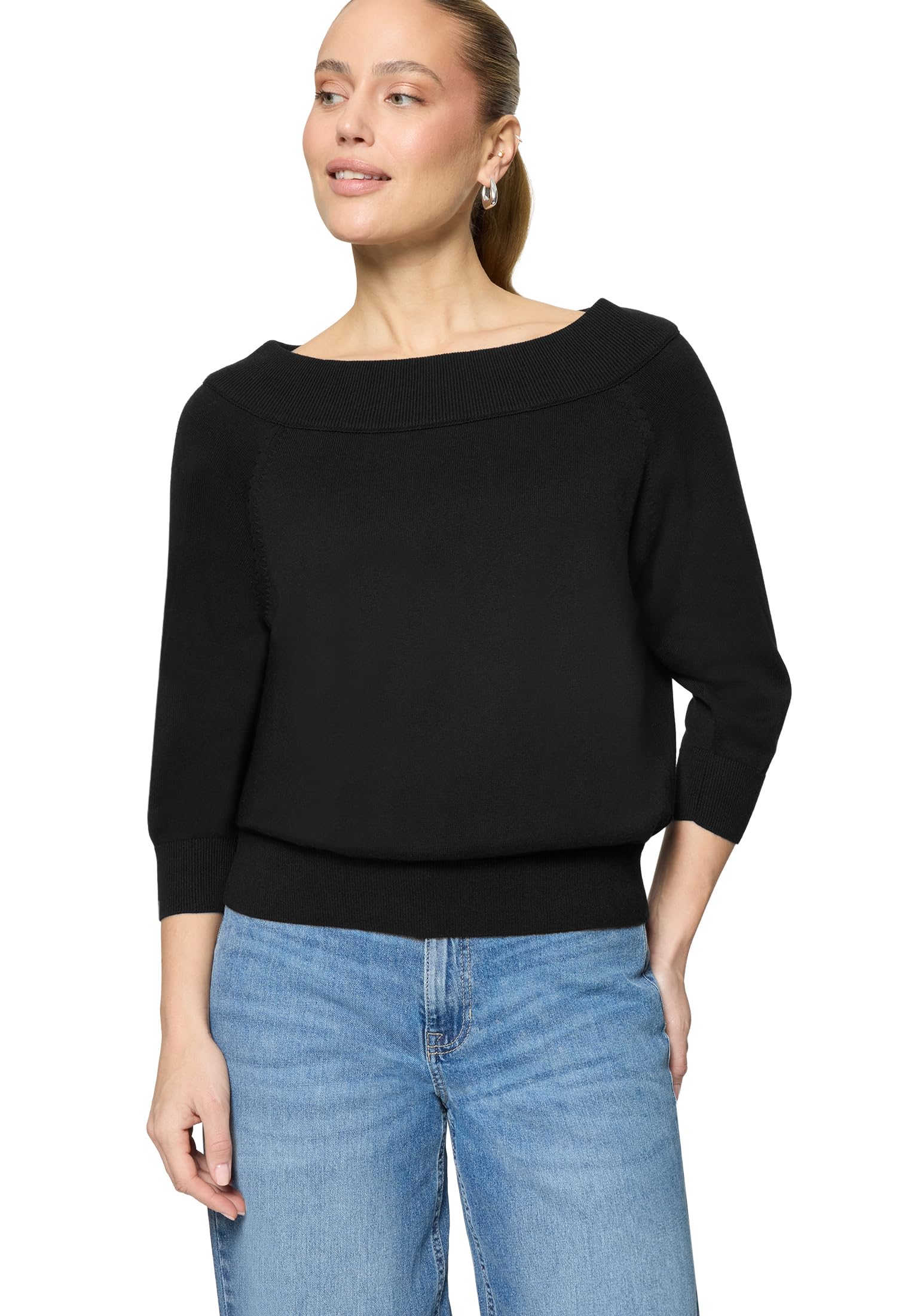 zero Strickpullover mit Carmenausschnitt Damen Winter