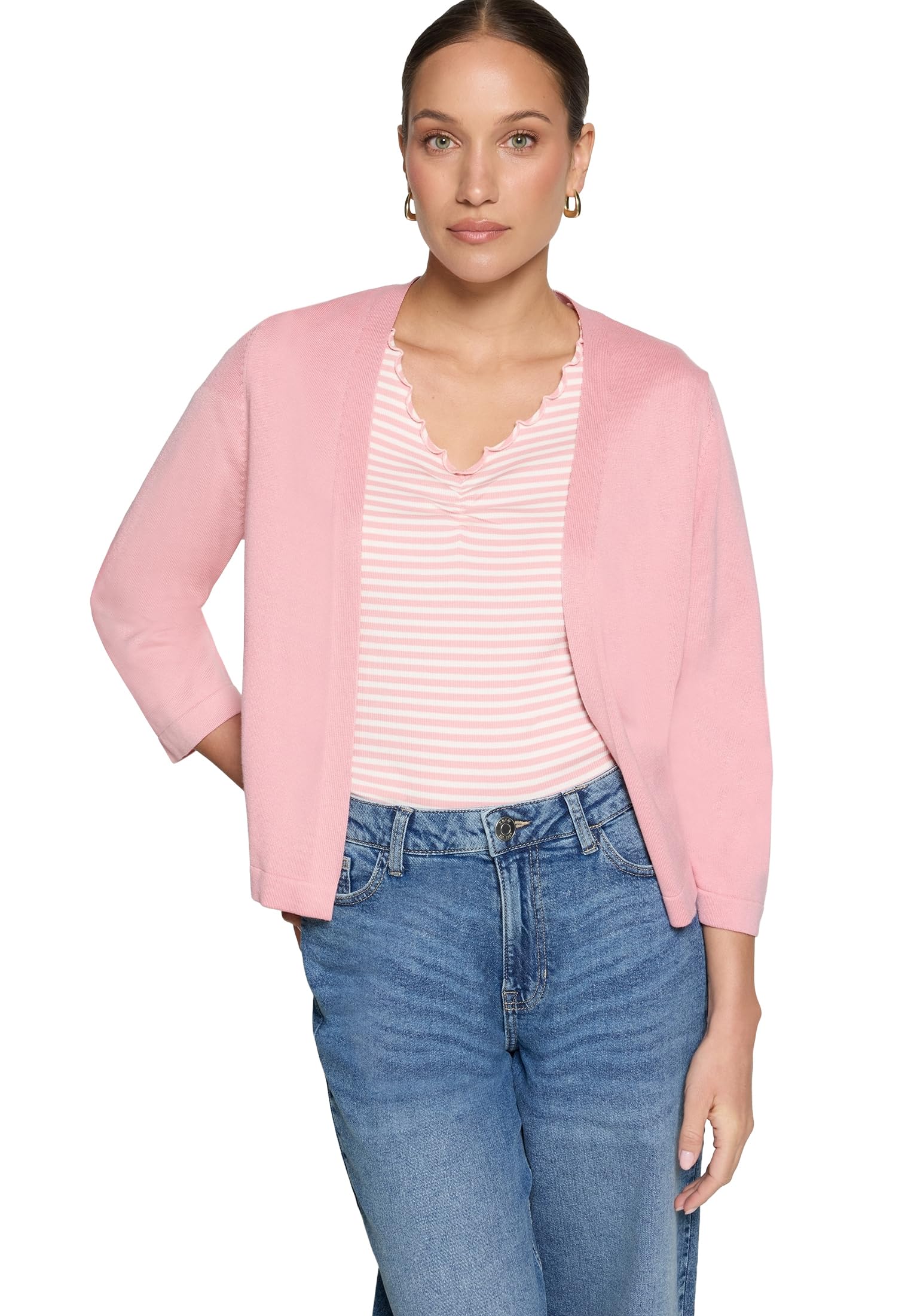 zero Feinstrickjacke 3/4 Arm Bridal Rose Gr.40 Feinstrick