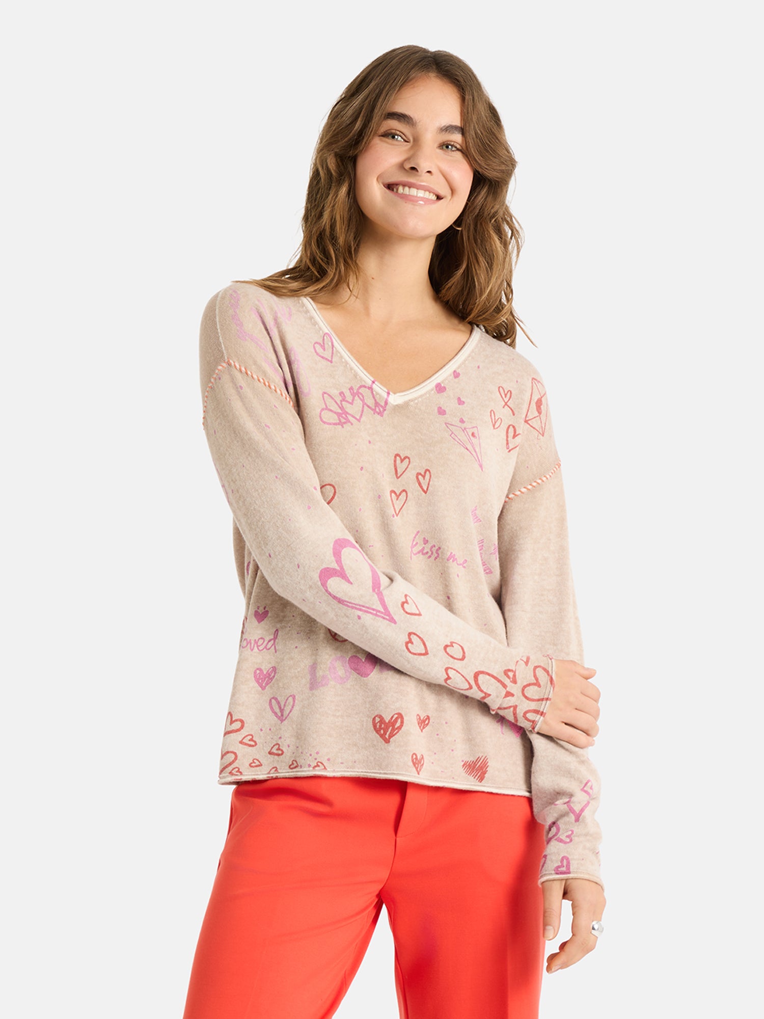 Lieblingsstück AlaraL Pullover beige Wolle Print