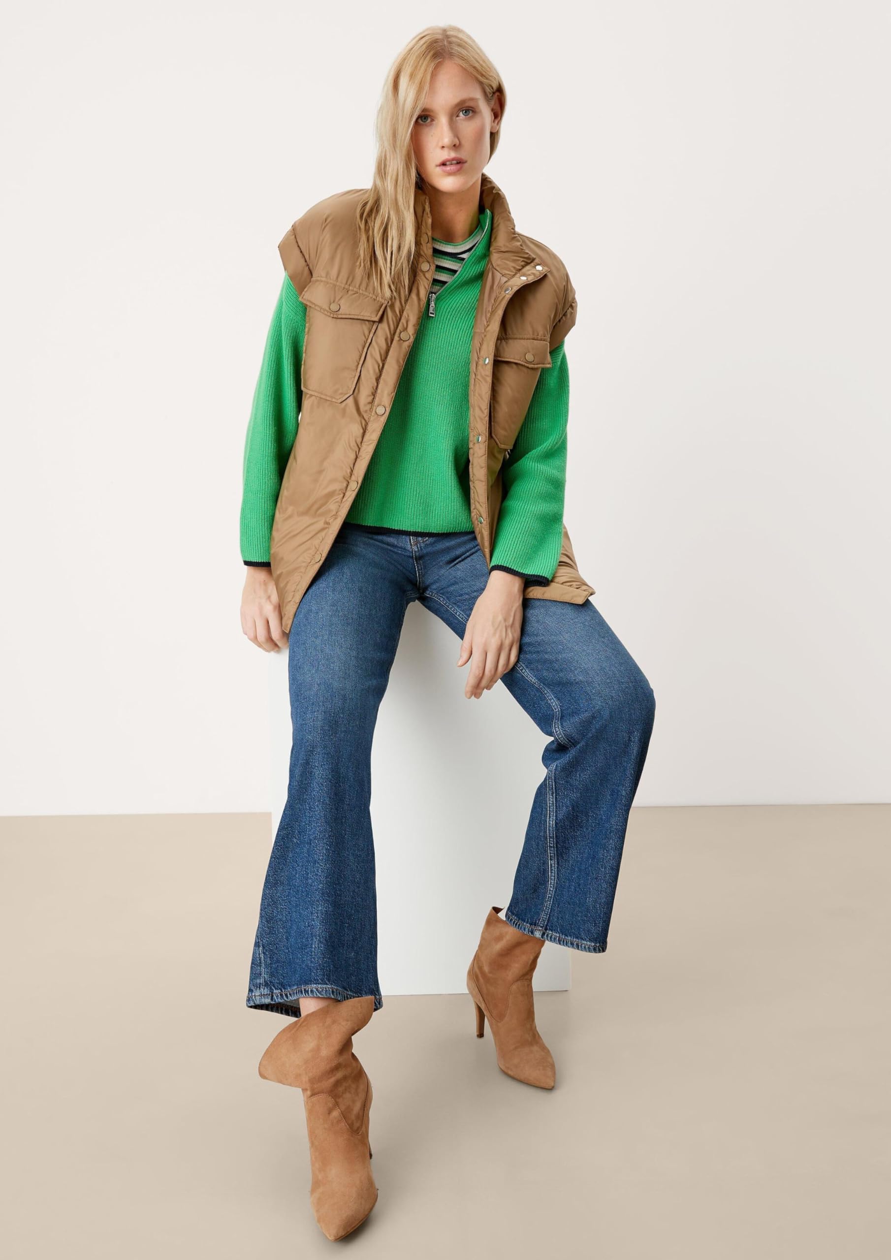 s.Oliver RED LABEL Steppweste Damen mit Gürtel wattiert