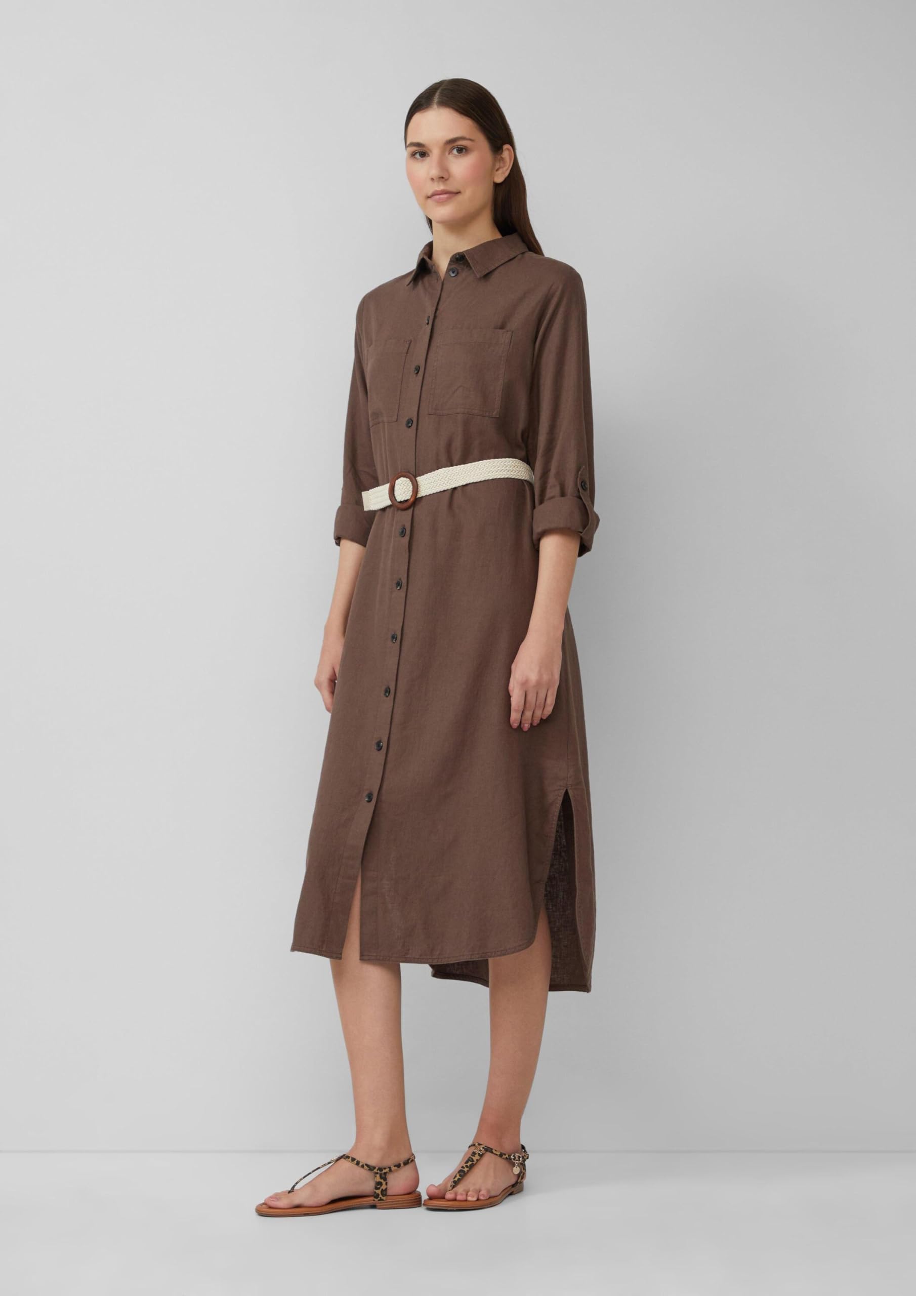 s.Oliver Hemdblusenkleid Relaxed Gürtel natur Kleid