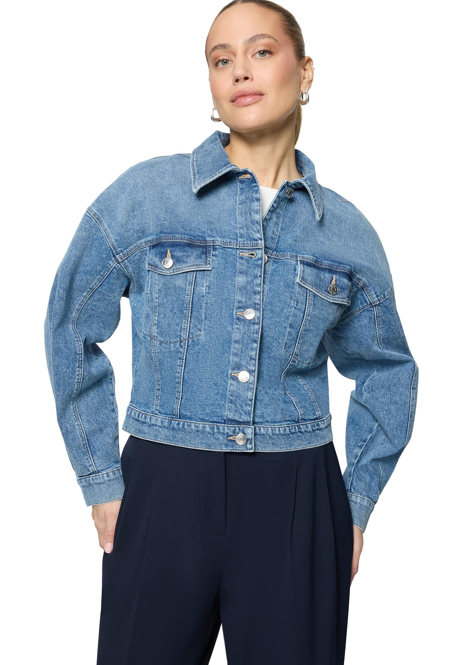 zero Jeansjacke kurz Gr. 40 Middle Blue Denim robust