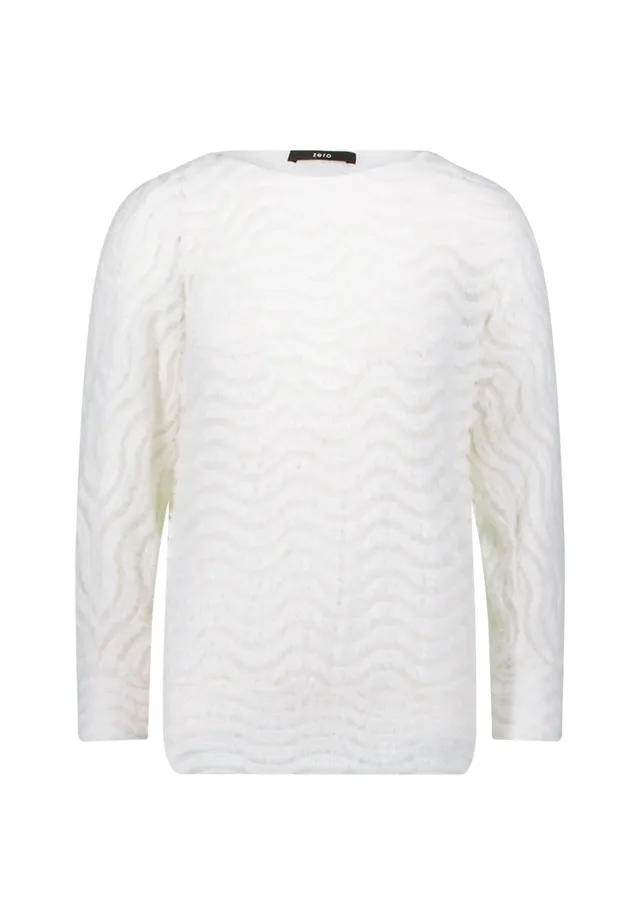 zero Sweatshirt Wellenmuster Damen Eggnog Gr. 38 lässig