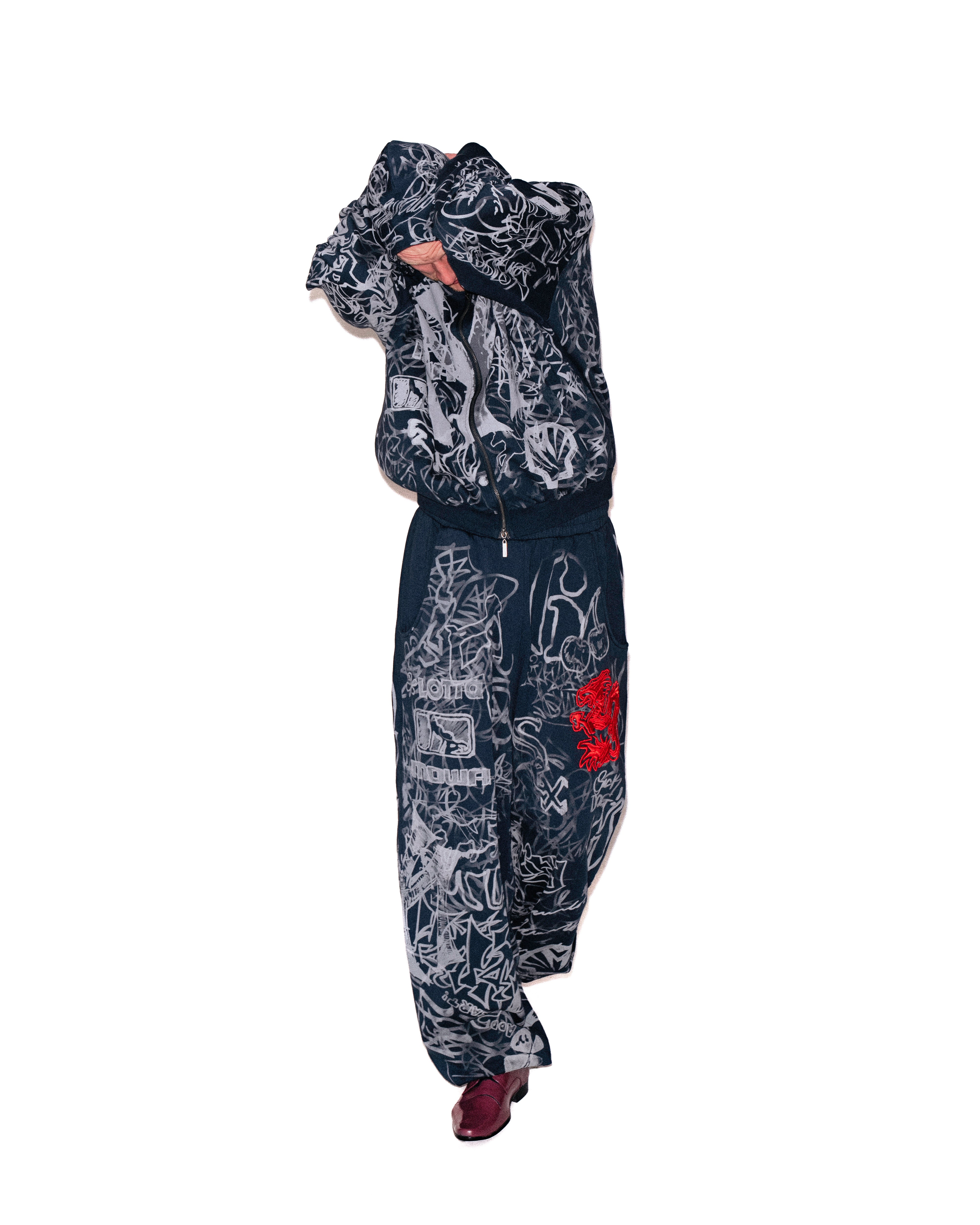 Mowalola Graffiti Track Top Hoodie navy Baumwolle