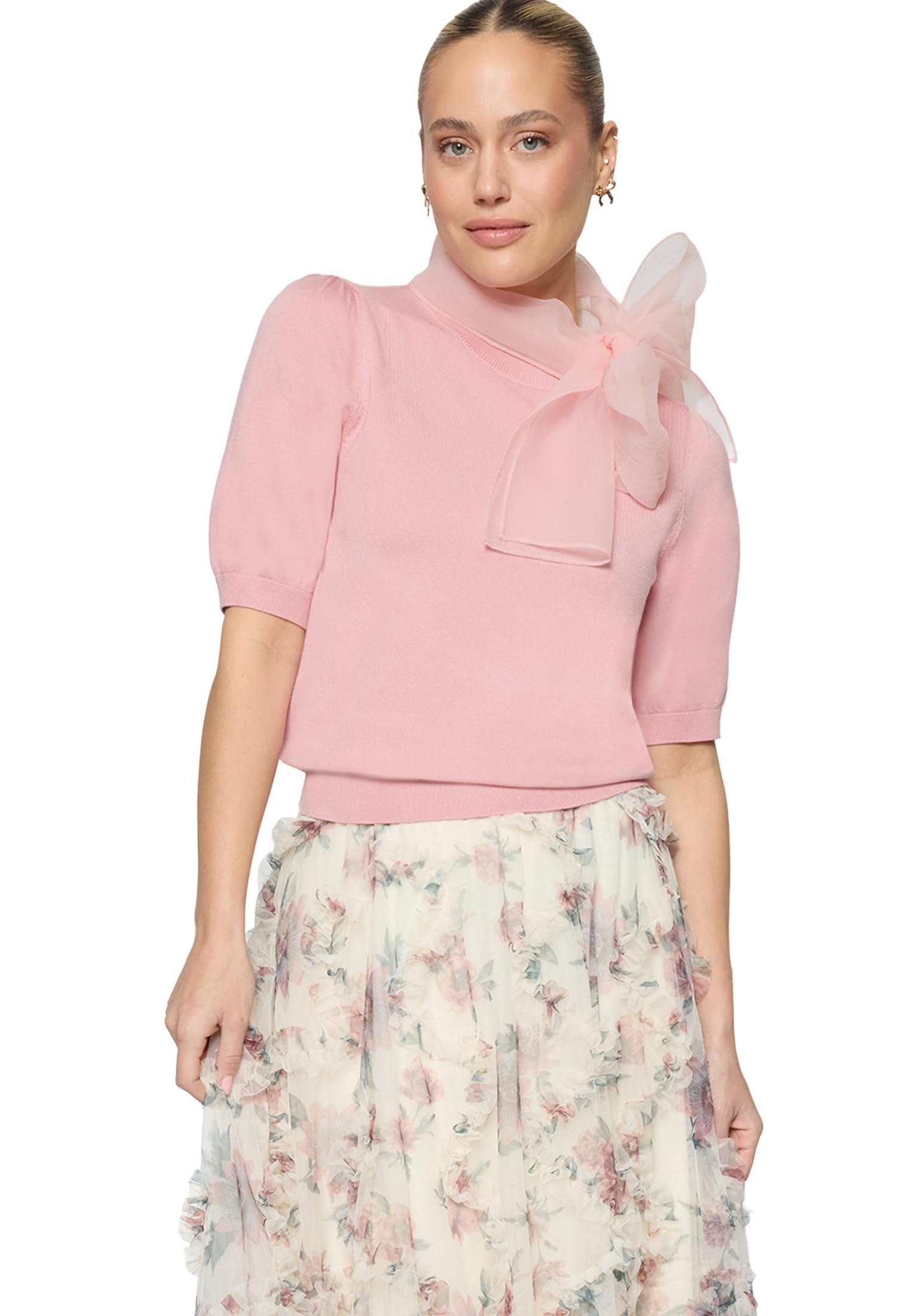 zero Kurzarmpullover mit Schleife Strick