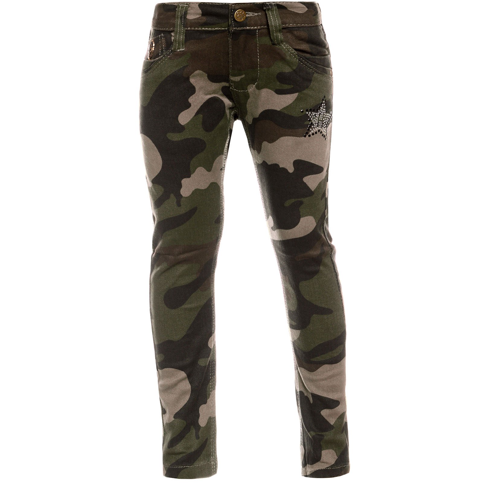BEZLIT 21878 Mädchen Chino Hose Braun Camouflage Stretch