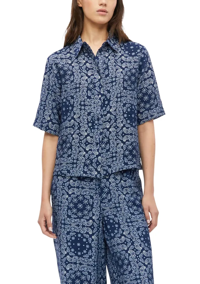 s.Oliver RED LABEL Viskosemix-Bluse Boxy Fit dunkelblau Gr. 34